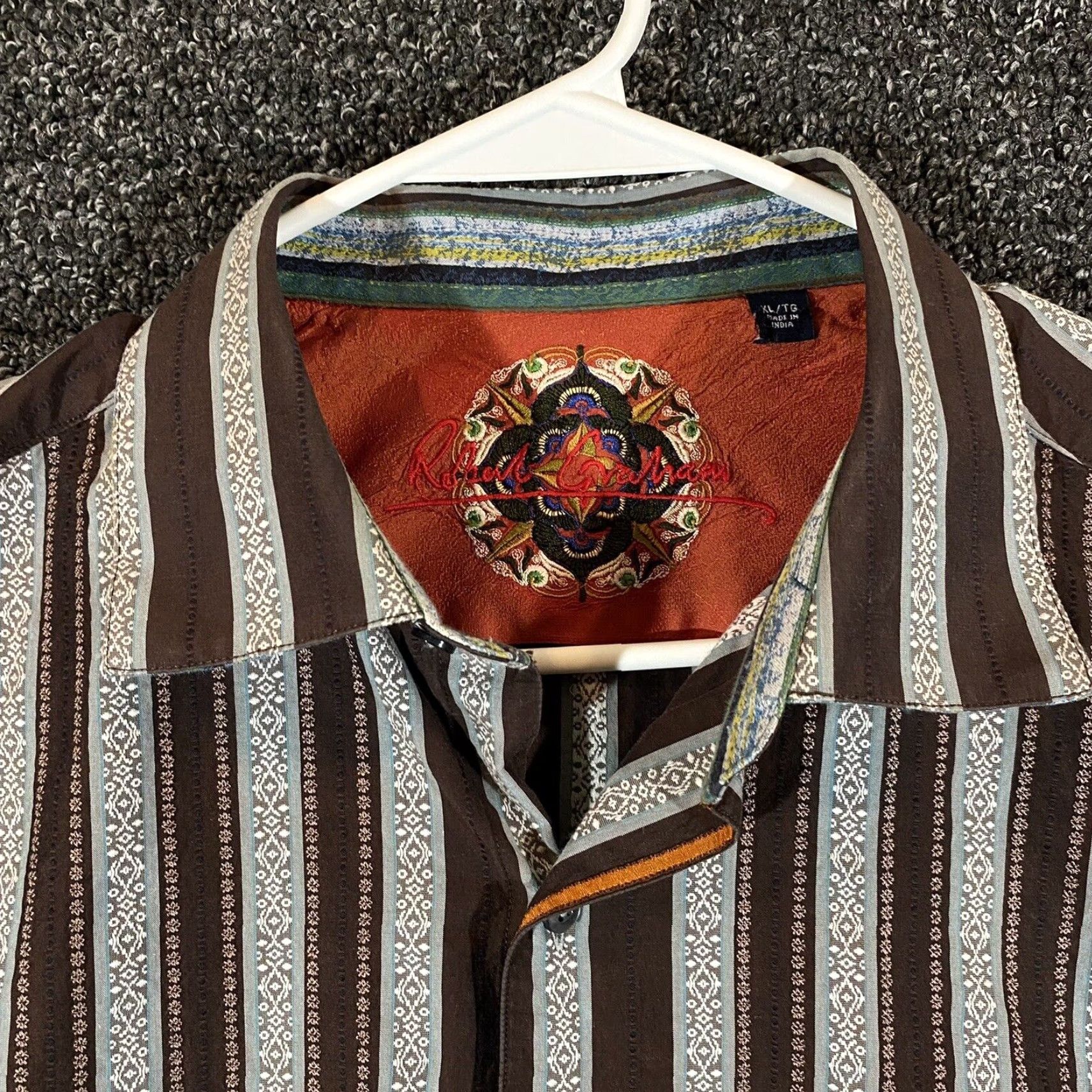 Robert Graham VINTAGE Robert Graham Shirt Mens XL Long Sleeve Collared Button-Up Cotton Brown Gray Striped Casual Size US XL / EU 56 / 4 - 2 Thumbnail