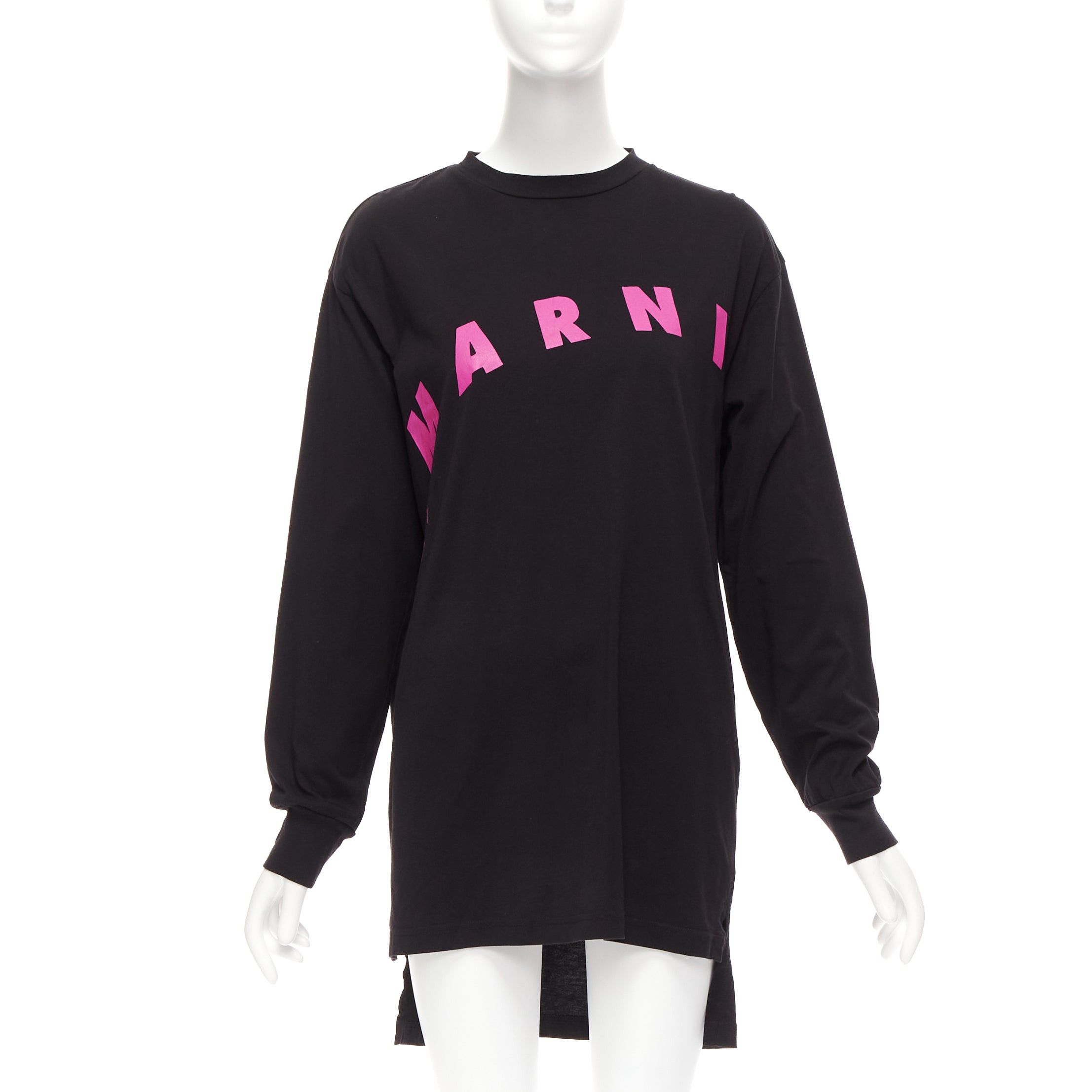 Marni MARNI black pink logo print long sleeve crew neck sweater dress IT38 XS Size XS / US 0-2 / IT 36-38 - 1 Thumbnail