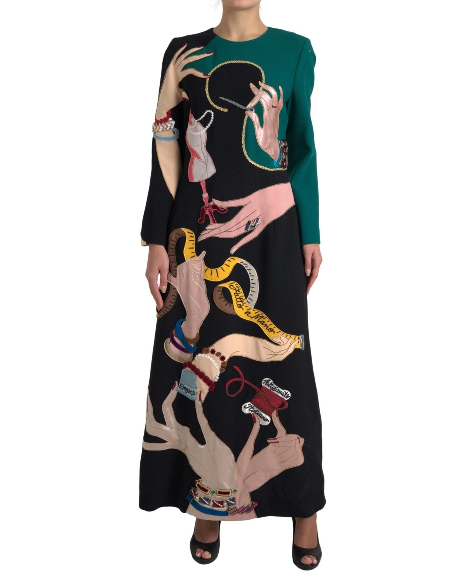 image of Dolce Gabbana Long Sleeve A-Line Maxi Dress, Women's (Size XL)