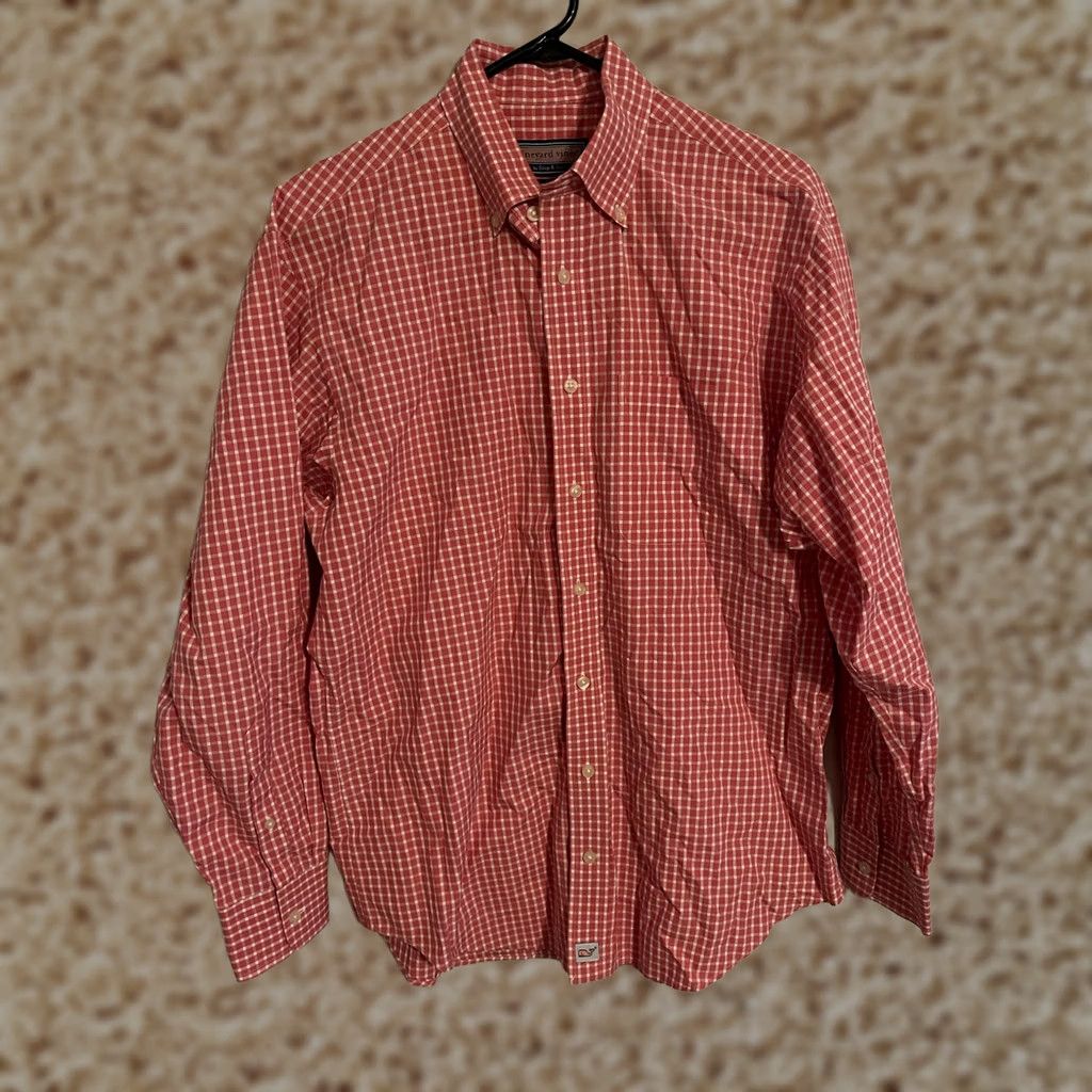 Vineyard Vines Vineyard Vines Red Gingham Check Button Up Shirt Men's Medium M L/S Murray Size US M / EU 48-50 / 2 - 1 Thumbnail