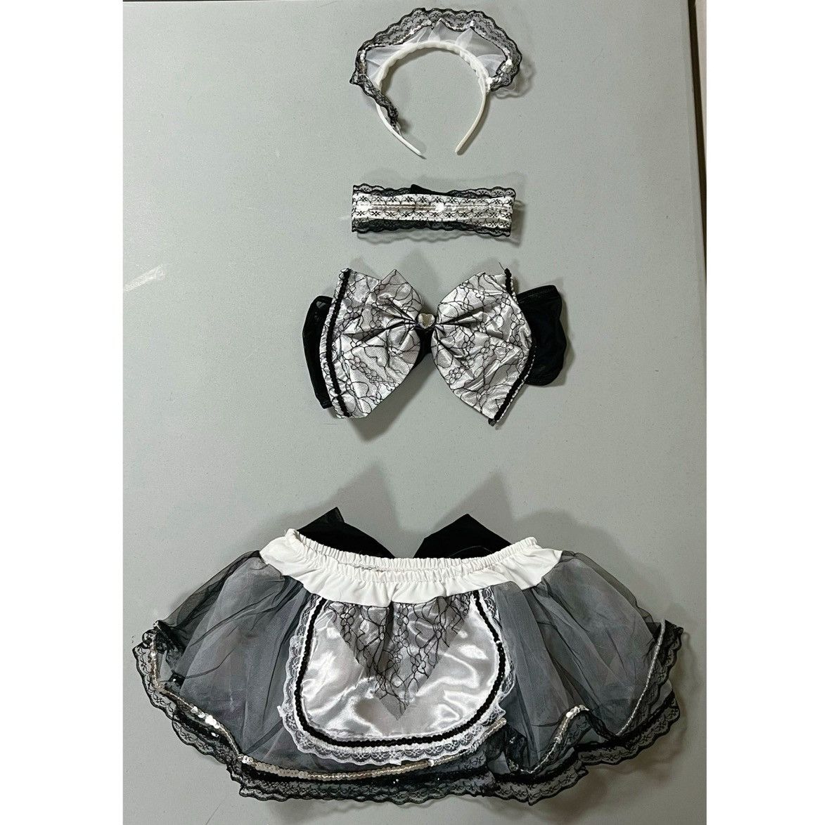 Vintage Black Bow Maid Cosplay Costume Lingerie Outfit Set Size S 🖤 Size ONE SIZE - 2 Thumbnail