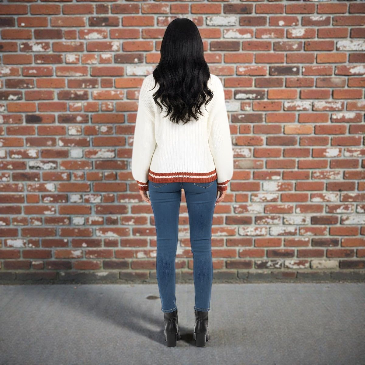 Other BaeVely Women’s Cream Rust Knit Tennis Sweater Sz L Size L / US 10 / IT 46 - 4 Thumbnail