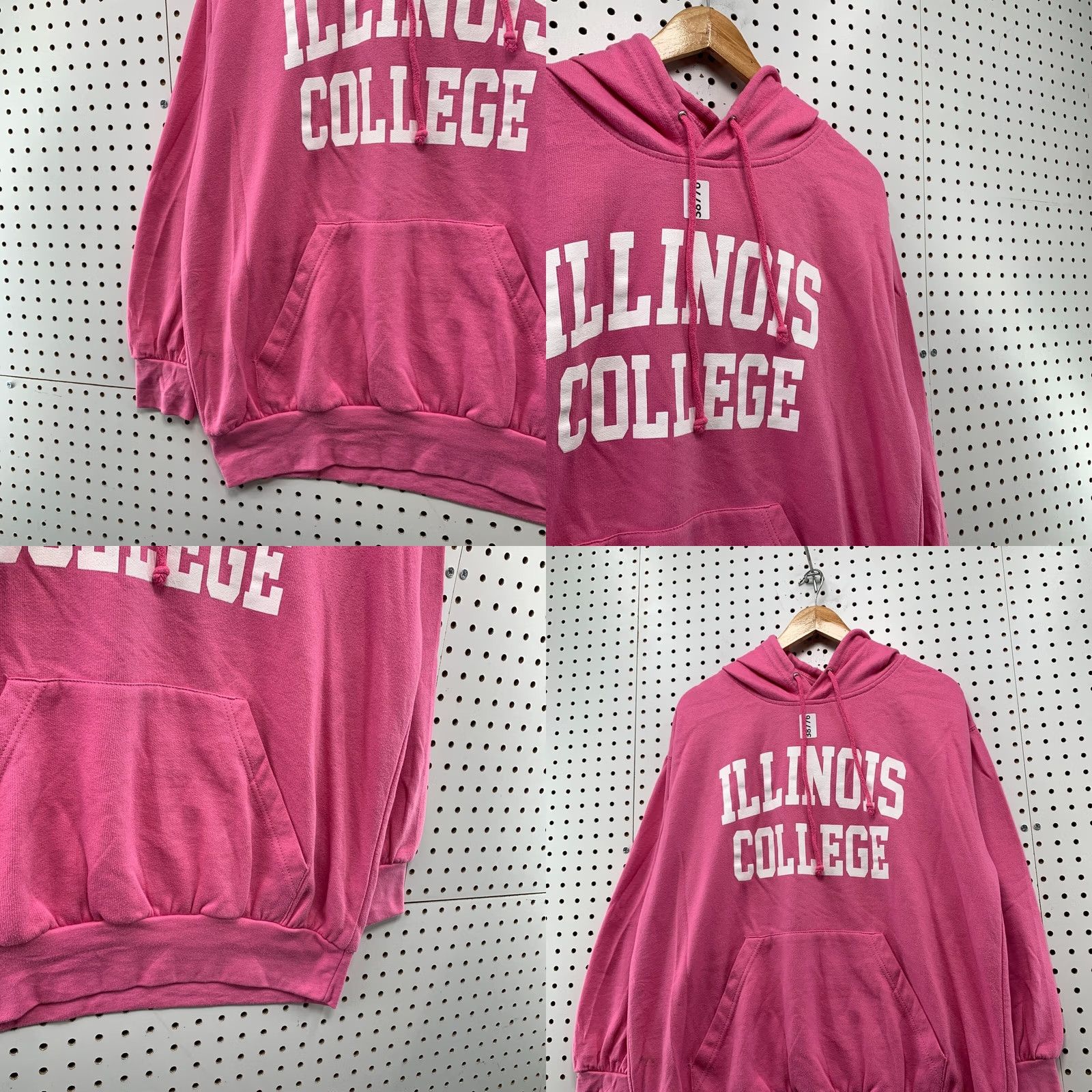 Pinko VINTAGE Illinois College Hoodie Sweatshirt Womens XL Pink Hooded Pullover Size XL / US 12-14 / IT 48-50 - 8 Thumbnail