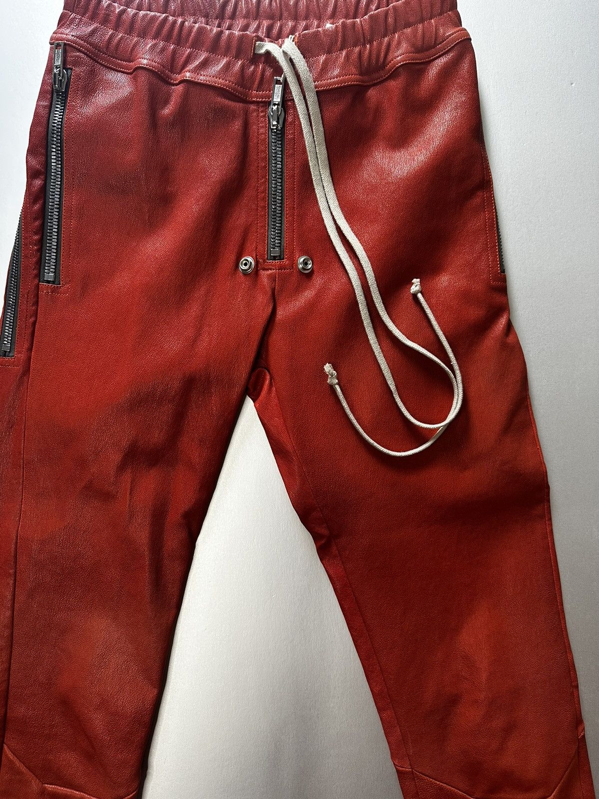 Rick Owens Rare color red STROBE Leather leggings Size 27" / US 4 / IT 40 - 2 Thumbnail