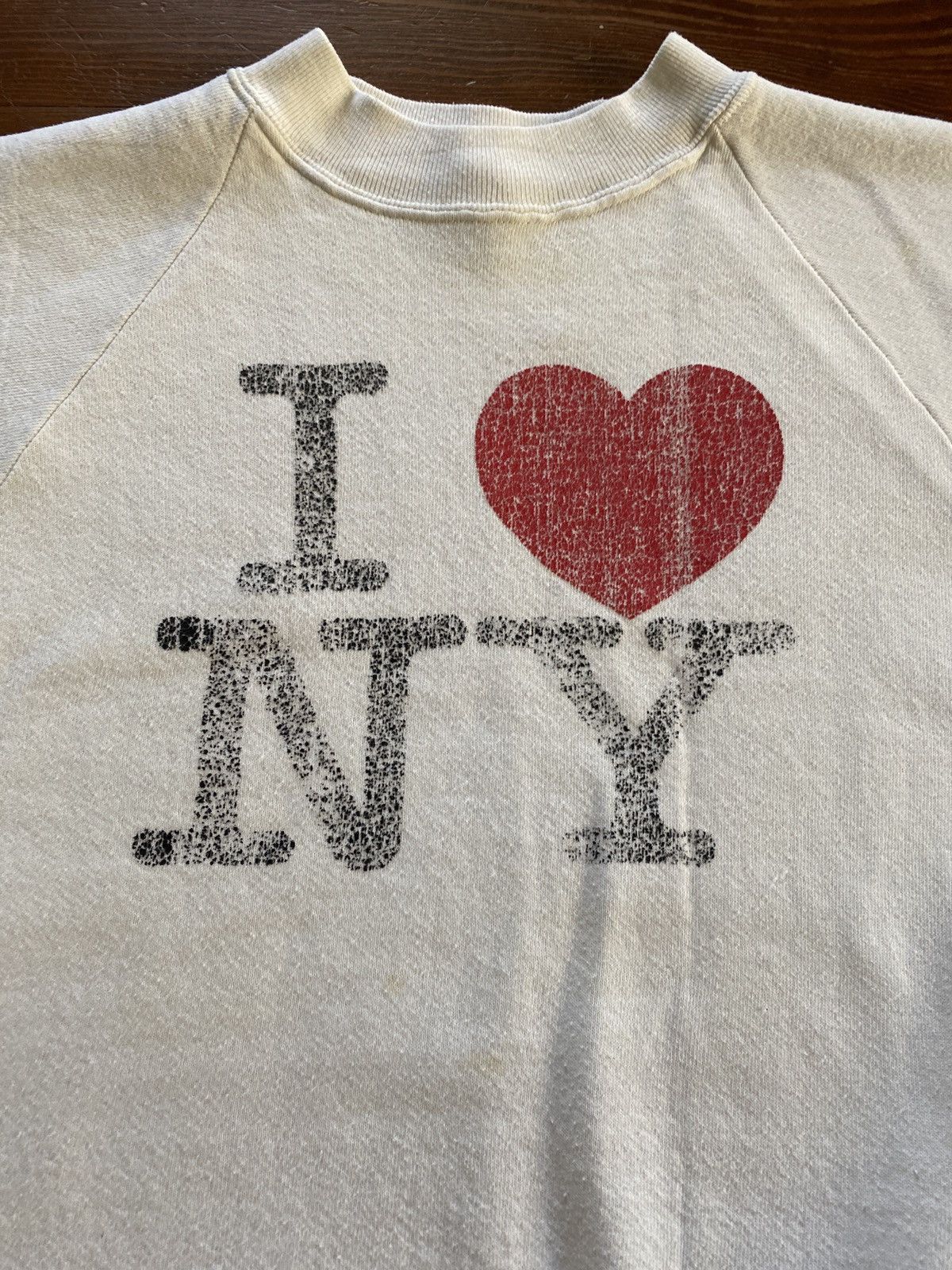 Jerzees Vintage 80’s I❤️NY New York Faded Raglan Crewneck Sweatshirt Size US XS / EU 42 / 0 - 3 Thumbnail