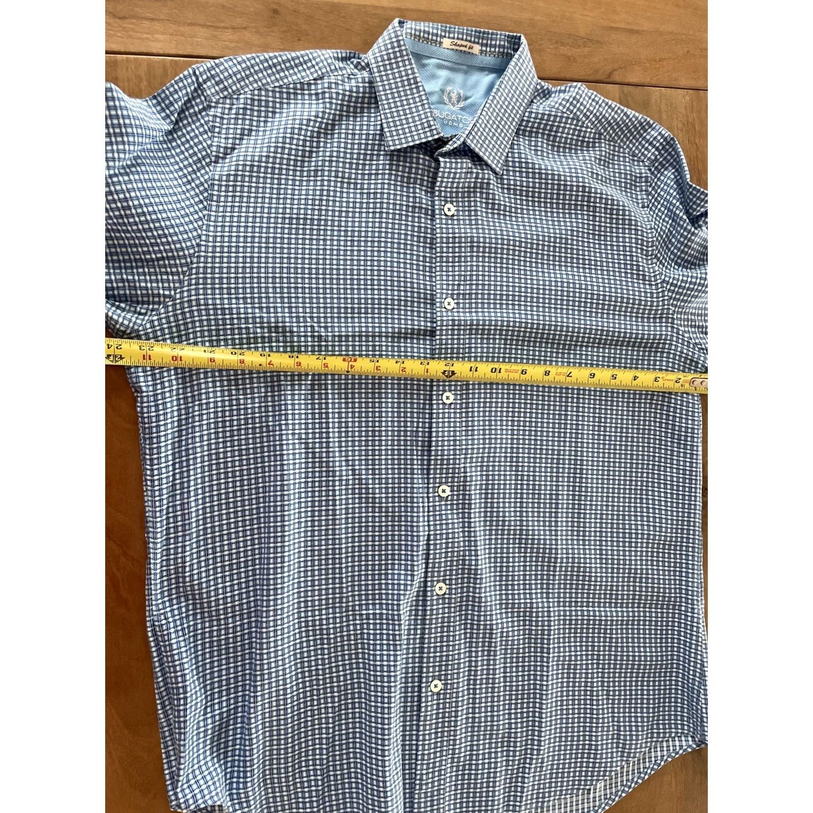 BUGATCHI Bugatchi Uomo Plaid Shirt Men XL Long Sleeve Button-Up Blue 90s Classic Colorful Office Career Dress Shirt Size US XL / EU 56 / 4 - 5 Thumbnail