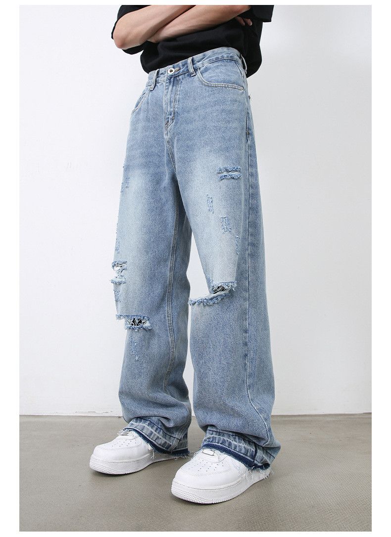 Japanese Brand American retro high street men's versatile ripped jeans Size US 32 / EU 48 - 4 Thumbnail