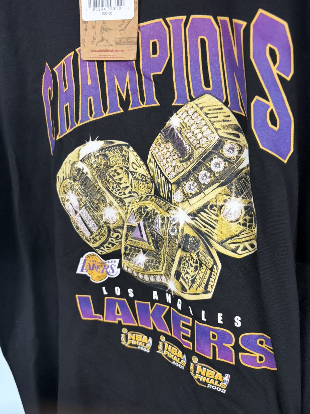 Mitchell & Ness LAKERS MITCHELL & NESS NBA THREE-PEAT rings TEE shirt 2xl wt Size US XXL / EU 58 / 5 - 4 Thumbnail