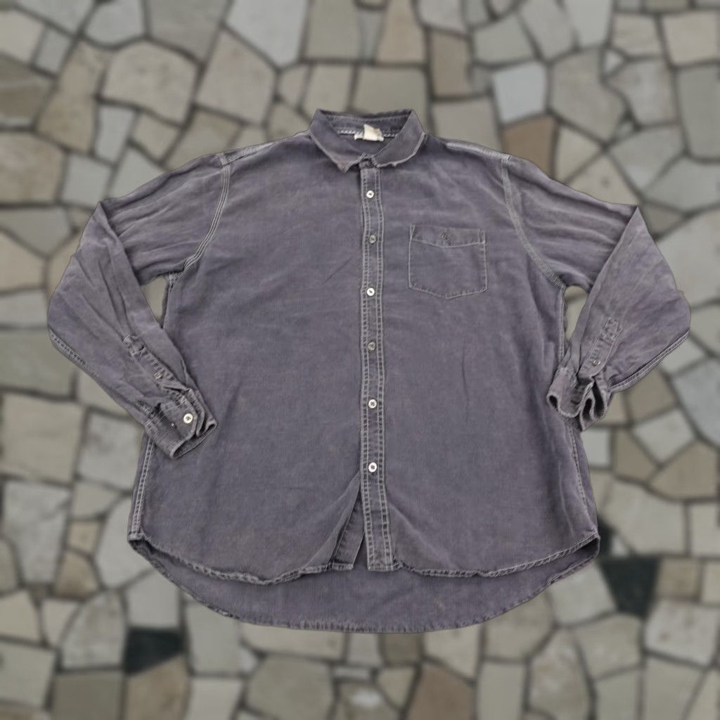 Carbon2Cobalt Carbon2Cobalt Button-Up Shirt Mens Large Gray Long Sleeve Tencel Linen Blend Casual Workwear Size US L / EU 52-54 / 3 - 1 Thumbnail