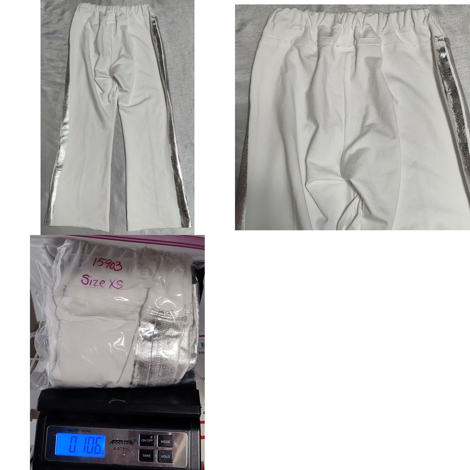 Vintage VINTAGE Hippie BeachBum Womens XS White + Silver Stripe Cropped Sweatpants MADE IN USA Size 26" / US 2 / IT 38 - 9 Thumbnail