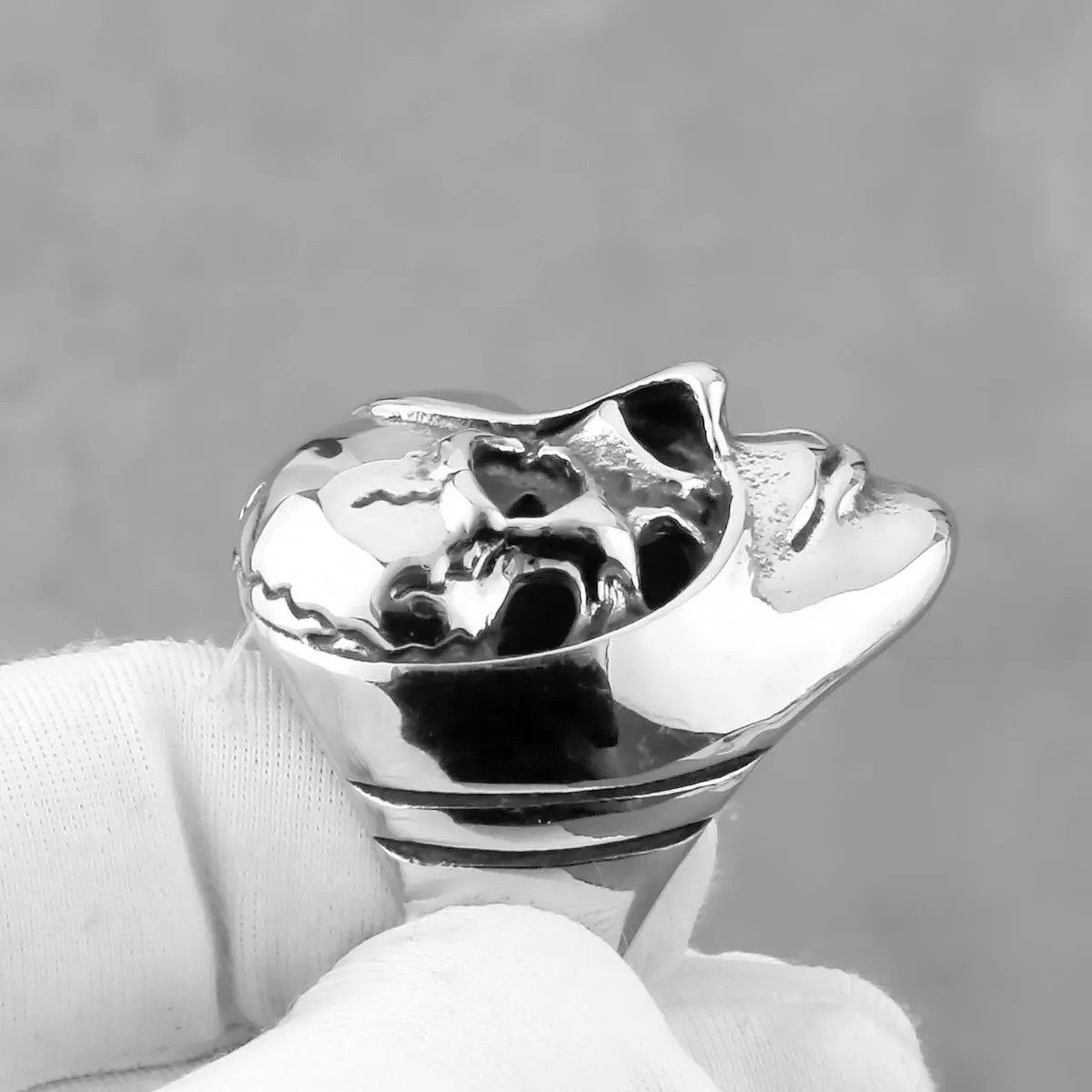 Vintage Gothic Mask Skull Ring Size 44 - 4 Thumbnail