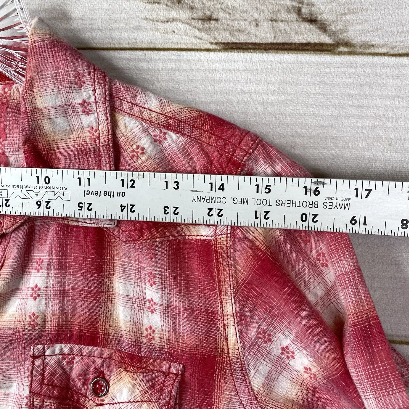 Pinko Bit & Bridle Pink Plaid Shirt Womens L Western Button Up Embroidered Pockets Nicely 100% Cotton Size L / US 10 / IT 46 - 7 Thumbnail