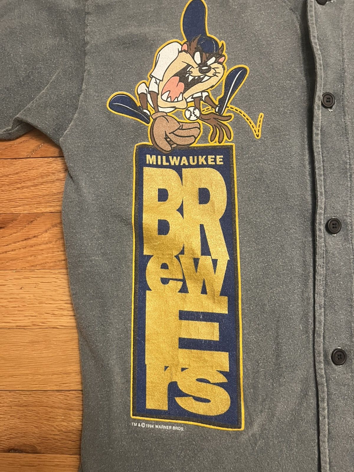 Vintage Vintage 1994 looney tunes taz Milwaukee brewers jersey shirt Size US L / EU 52-54 / 3 - 2 Thumbnail