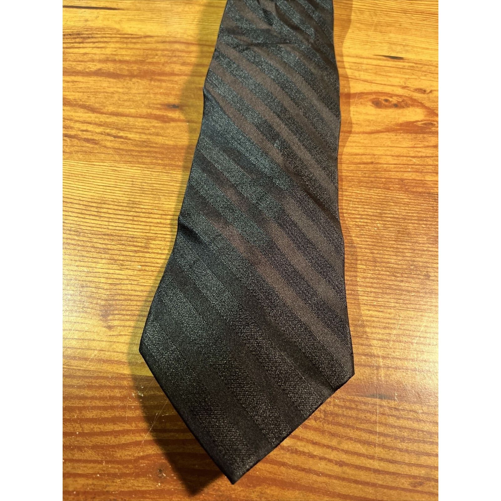 Pierre Cardin Pierre Cardin Men’s Black Silver Striped Silk Designer Tie Size ONE SIZE - 2 Thumbnail