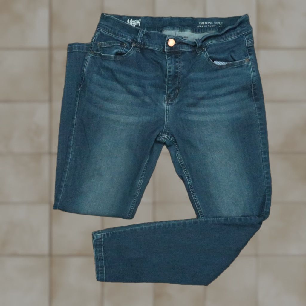 Mugsy Jeans Mens 32x30 Blue Fultons 5-Pocket Straight Stretch Denim