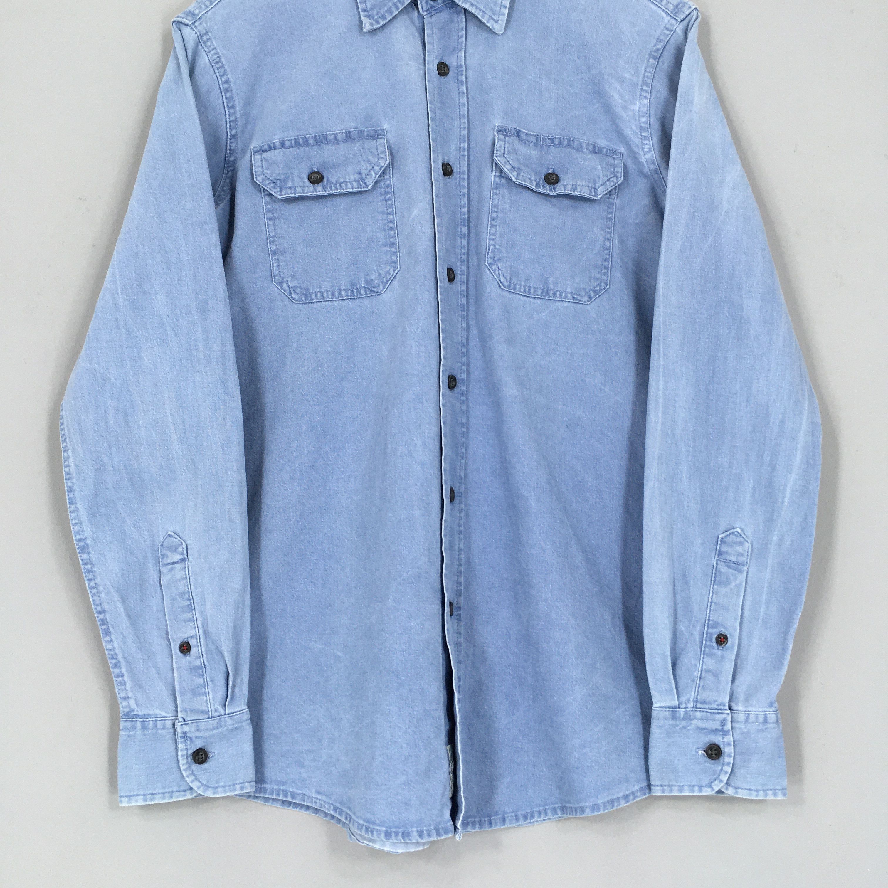 Vintage × Wrangler Vintage Wrangler Usa Blue Denim Shirt Small Size US S / EU 44-46 / 1 - 3 Thumbnail