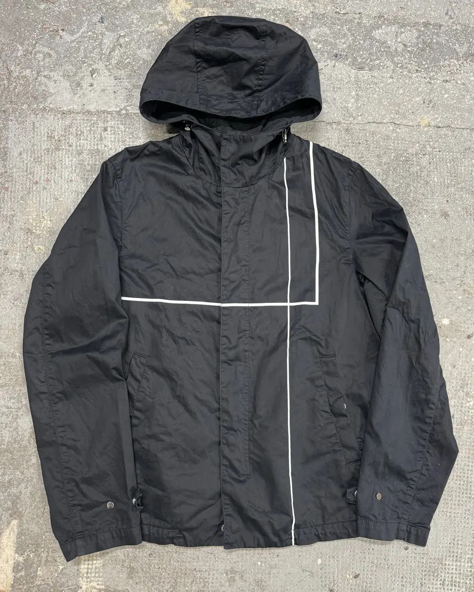 Emporio Armani SS2015 Emporio Armani Dark Geometrical Black Hooded Jacket Size US M / EU 48-50 / 2 - 2 Thumbnail