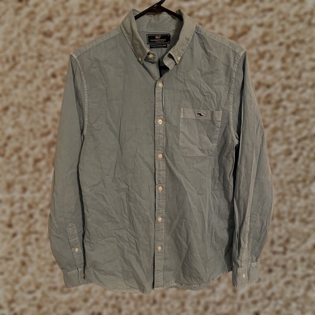 Vineyard Vines Vineyard Vines Blue Silk Blend L/S Button Up Slim Fit Tucker Shirt - Men's Small Size US S / EU 44-46 / 1 - 1 Thumbnail