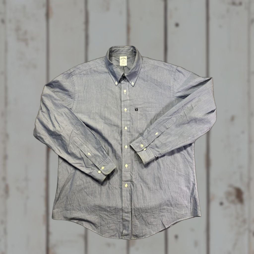Brooks Brothers Brooks Brothers Shirt Mens XL Blue Stripe Slim Fit Long Sleeve Button Down Size US XL / EU 56 / 4 - 1 Thumbnail