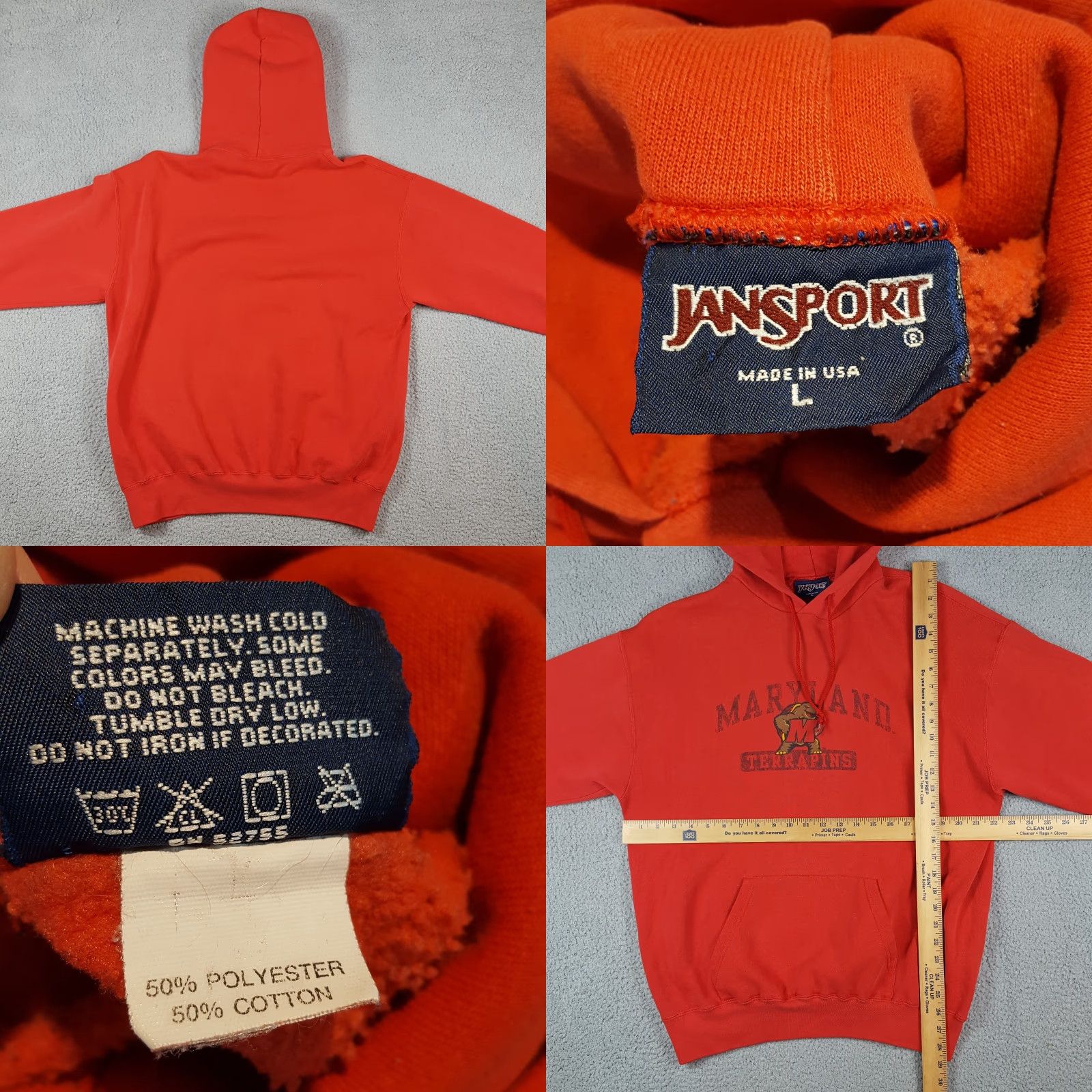 Jansport VINTAGE Maryland Terrapins Hoodie Men L Red JanSport Pullover Logo 90s Sports Decade Theme Terps Turtle Logo Sweatshirt USA Made Size US L / EU 52-54 / 3 - 8 Thumbnail