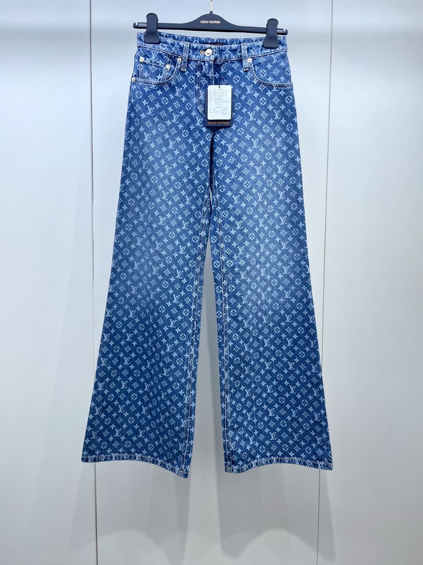 LV25 Monogram Denim Wide-Leg Pants