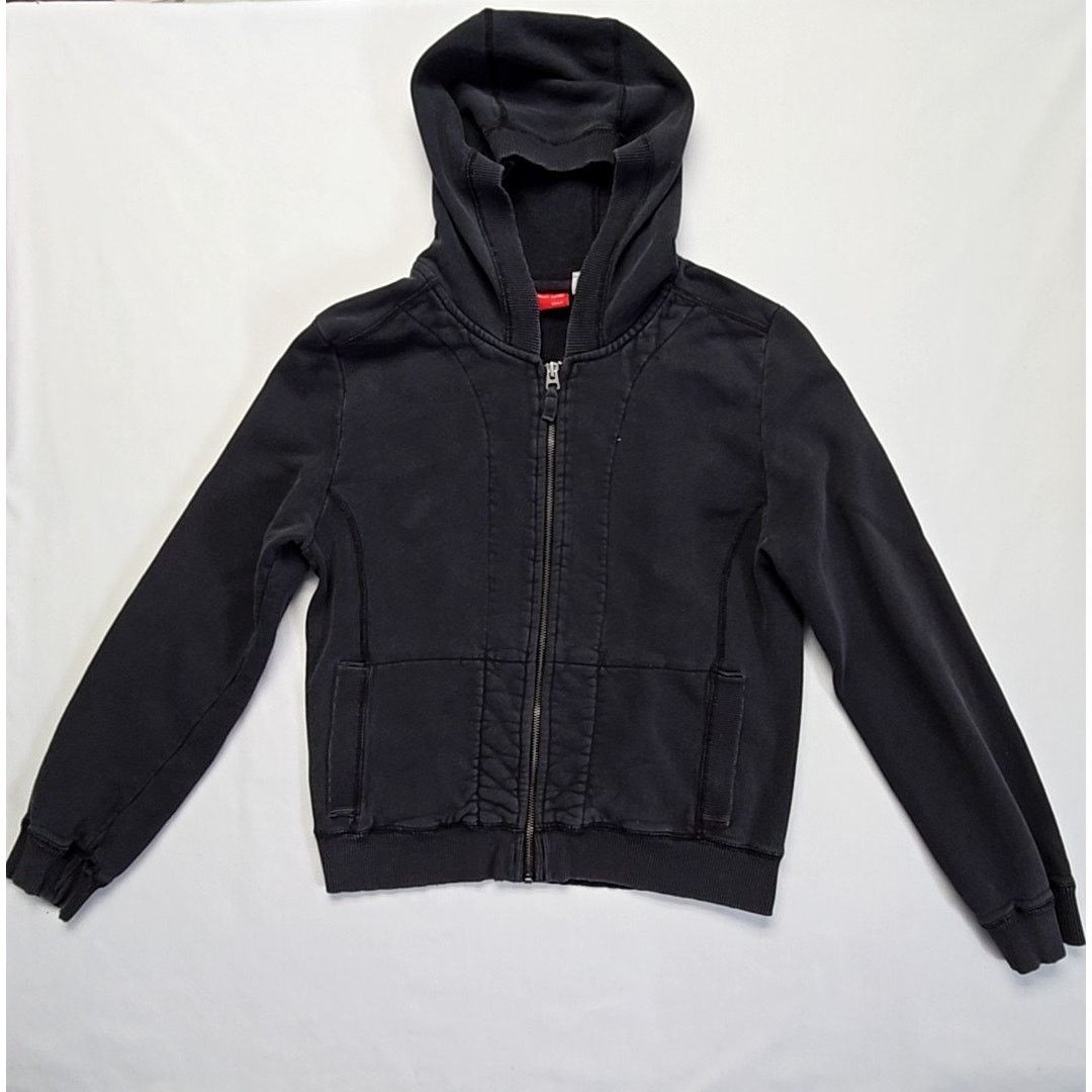 Levi's Levi's Black Hoodie Zipper Front Large Cropped Sweatshirt Size L / US 10 / IT 46 - 1 Thumbnail
