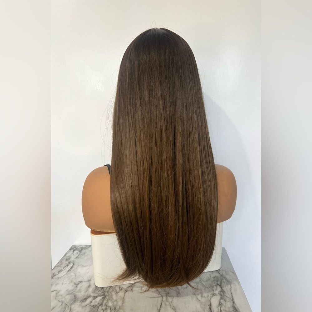 Other Balayage Brown roots Dark Blonde hair Wig with Bangs 20” Size ONE SIZE - 5 Thumbnail