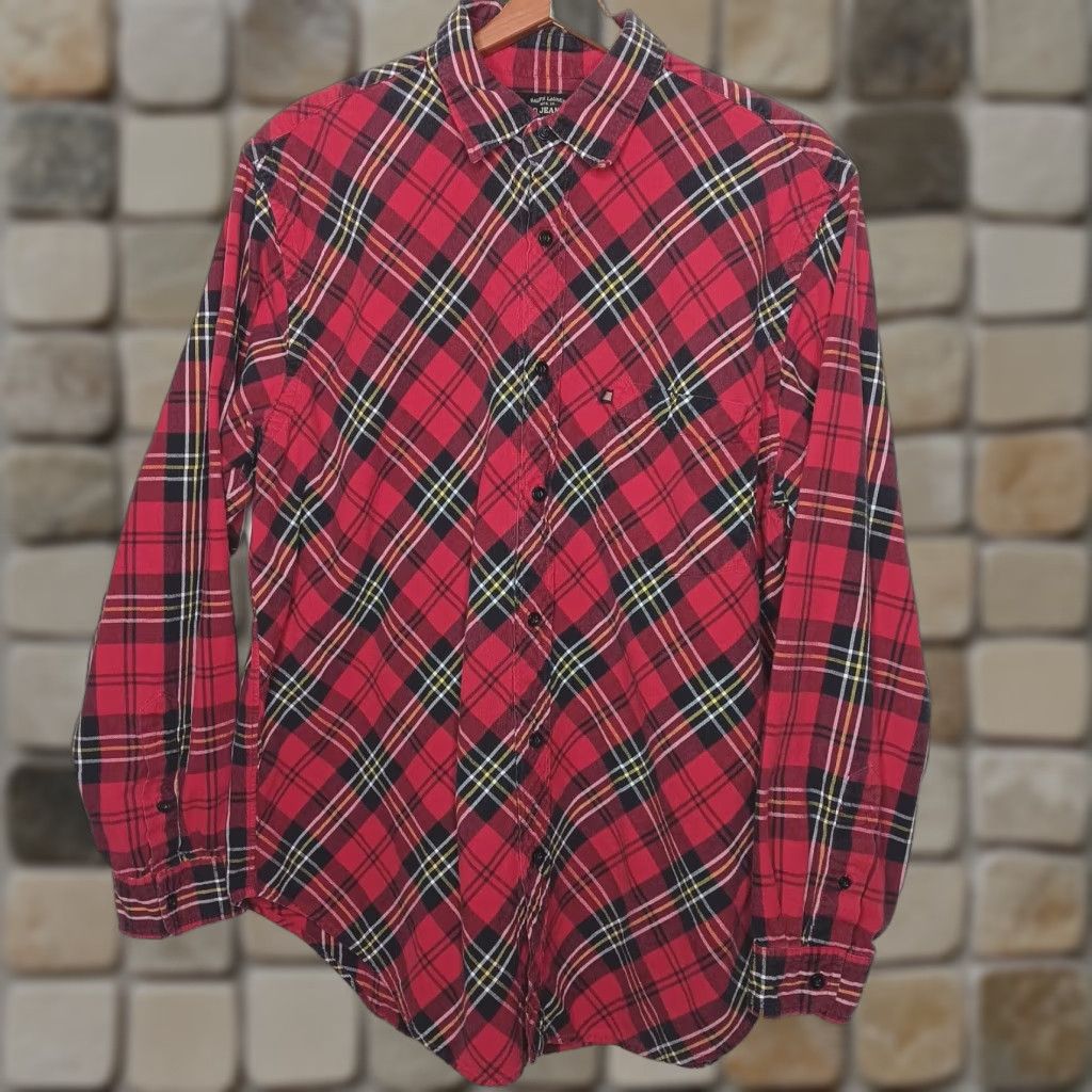 Polo Ralph Lauren VINTAGE Polo Ralph Lauren Shirt Large Red Plaid Button-Up Cotton Preppy Casual Mens Size US L / EU 52-54 / 3 - 1 Thumbnail