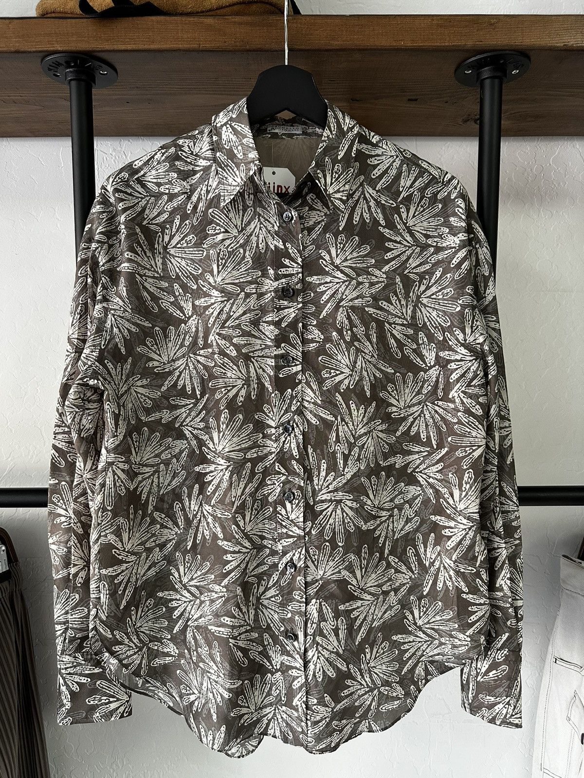 Brunello Cucinelli Brunello Cucinelli Silk Fern Ponge Button-Front Blouse Size S / US 4 / IT 40 - 1 Thumbnail