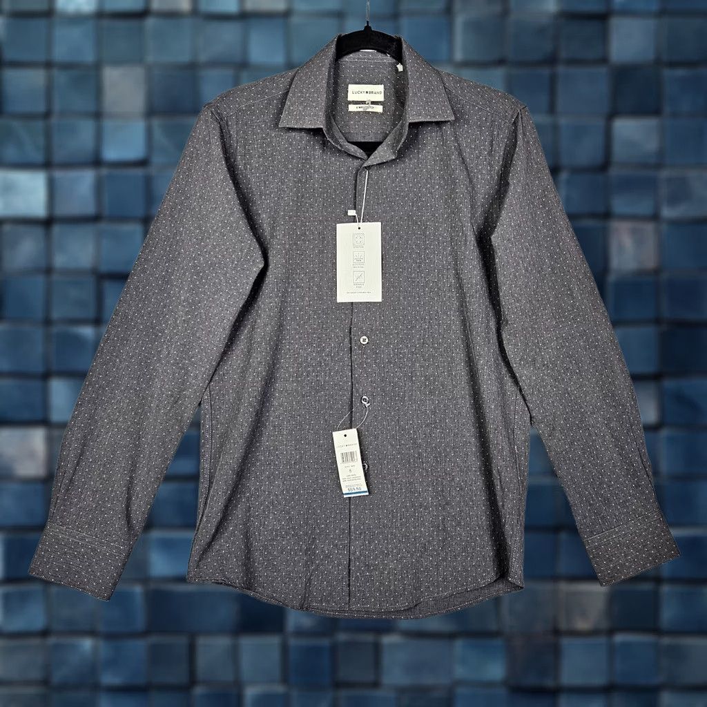 Lucky Brand Lucky Brand 4 WAY STRETCH Men’s Gray Chambray Shirt S Button-Down Casual Poly 4 Way Stretch Regular Size Type: Regular Size US S / EU 44-46 / 1 - 1 Thumbnail