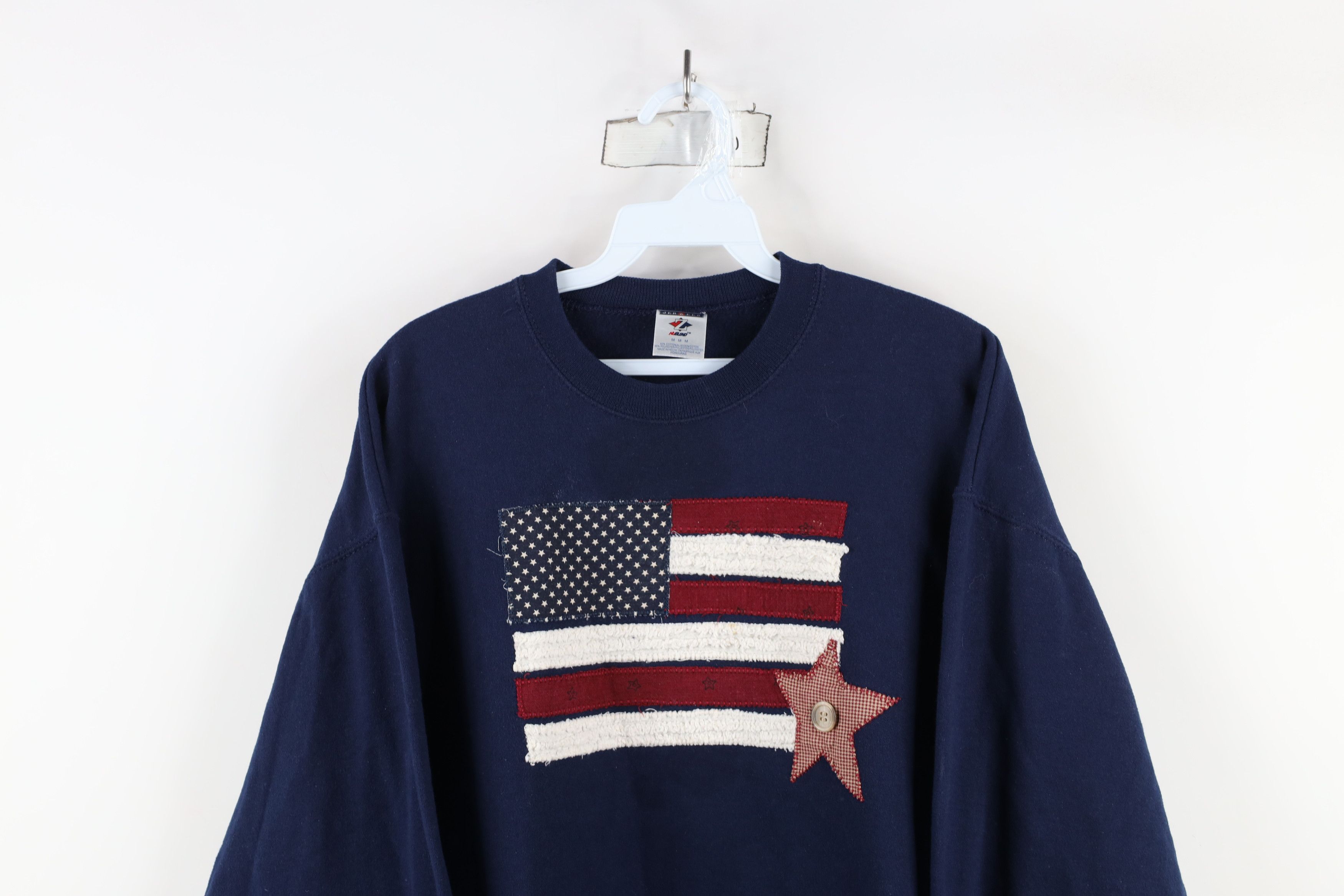 Vintage Vintage 90s Streetwear Cropped USA Flag Sweatshirt Blue Size M / US 6-8 / IT 42-44 - 2 Thumbnail