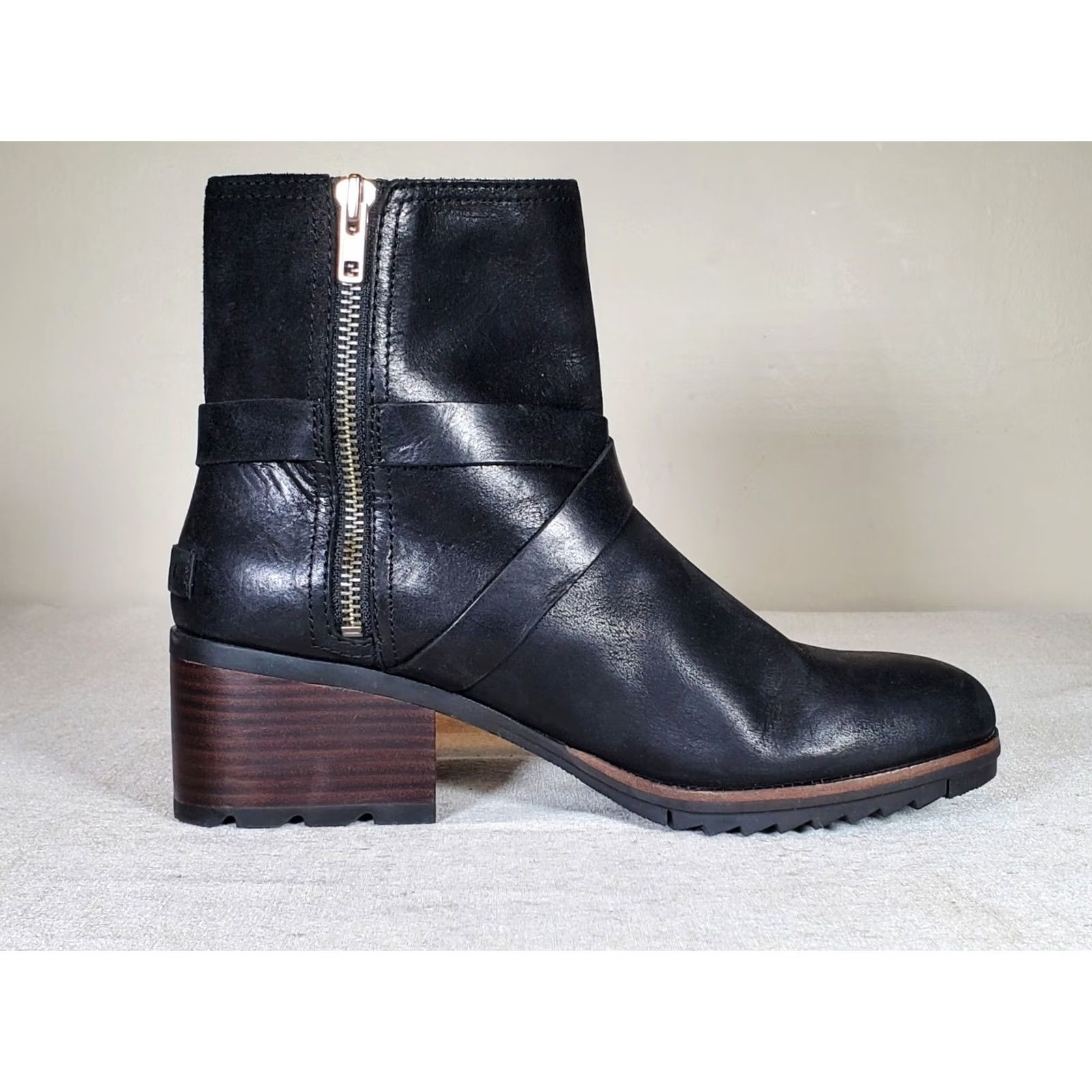 SOREL SOREL Cate Buckle Bootie NL3709-010 Black Leather Zip Rain Boot Women's US 11 Size US 11 / IT 41 - 4 Thumbnail