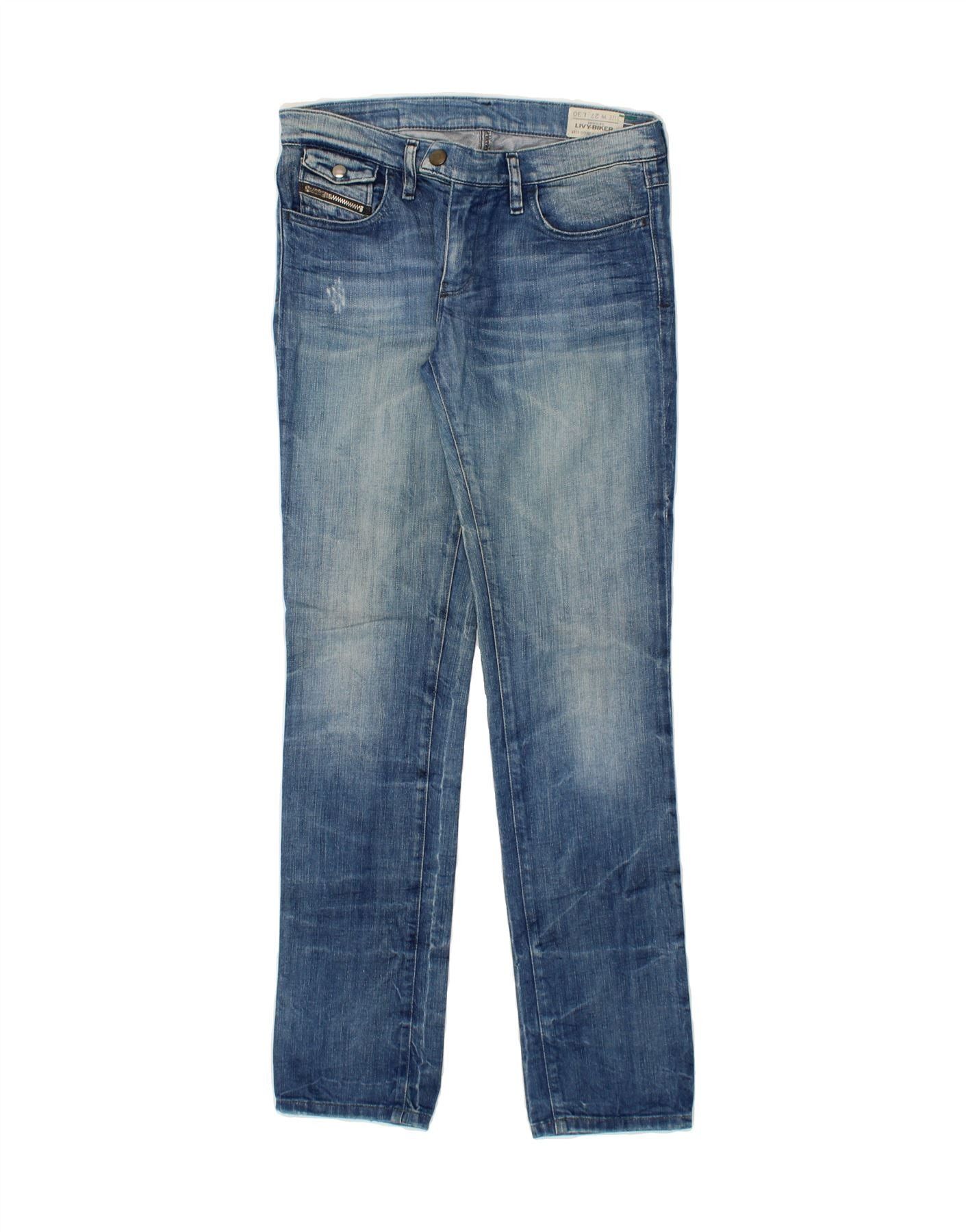 Diesel Womens Livy-Biker Skinny Jeans W27 L30 Blue Cotton Size 42" / US 20 - 1 Thumbnail