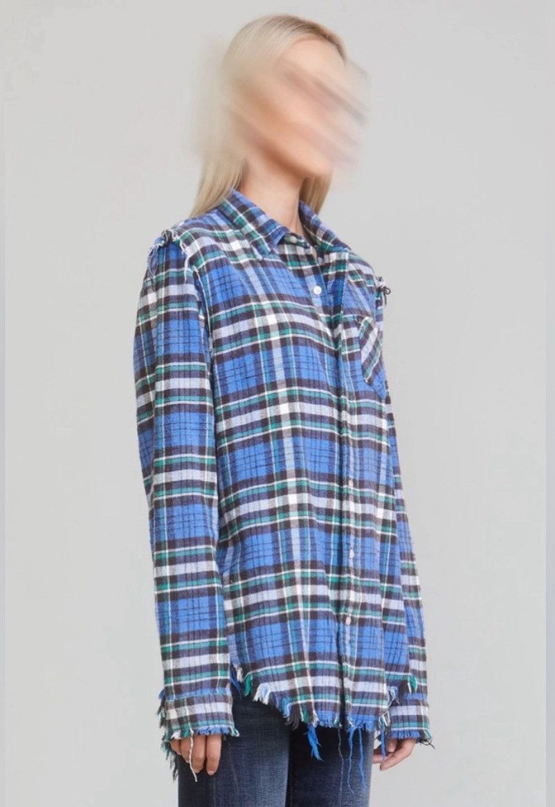 R13 Shredded seam Shirt Blue plaid Small Size S / US 4 / IT 40 - 6 Thumbnail