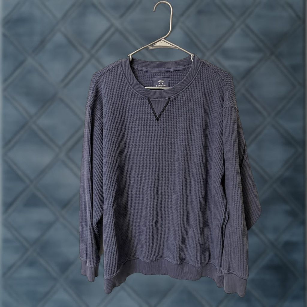 Vintage AERIE Blue Oversized Pullover Sweatshirt Ribbed Split Side Womens Mediu Size M / US 6-8 / IT 42-44 - 1 Thumbnail