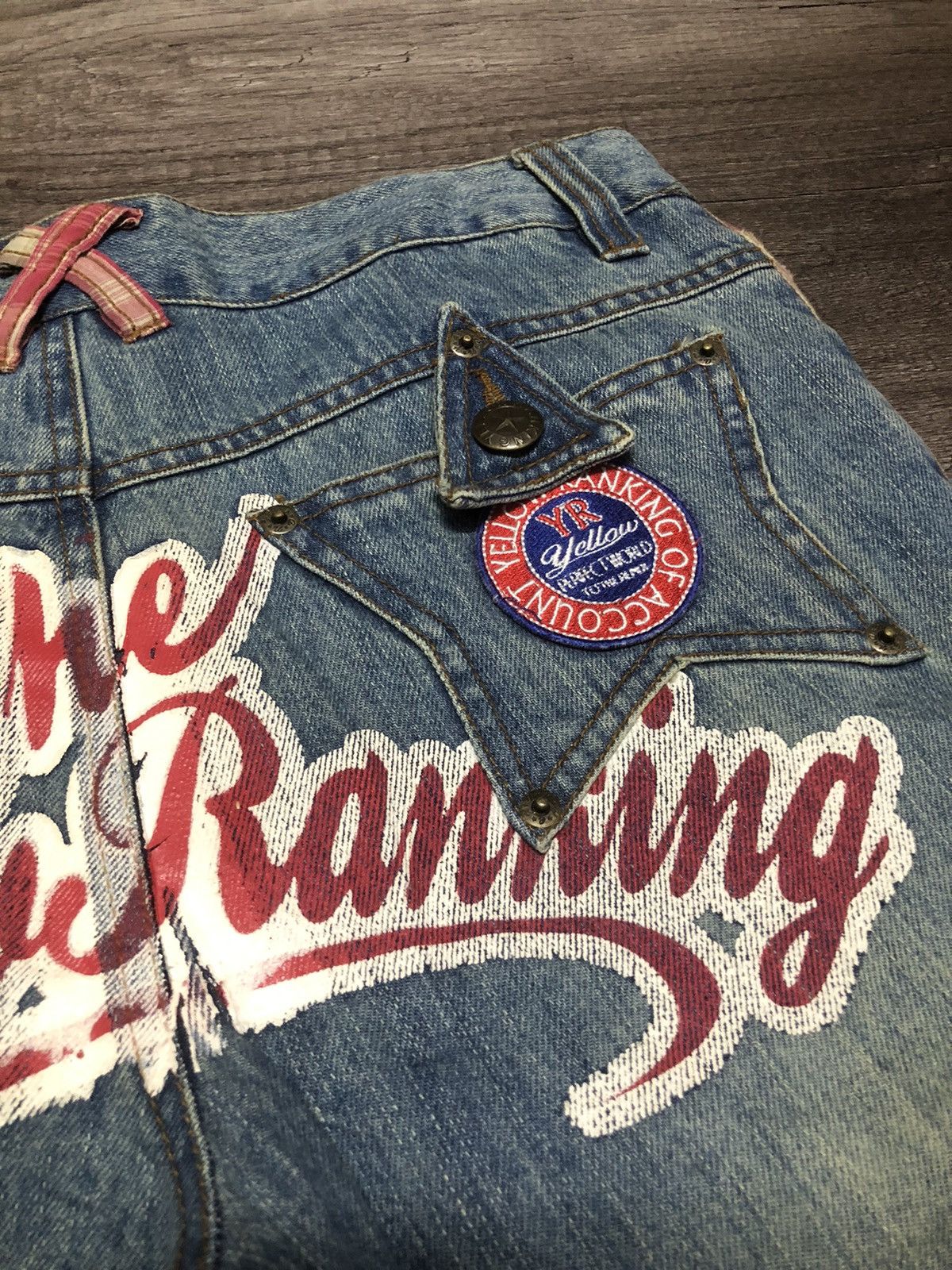 Designer × Hysteric Glamour × Japanese Brand Yellow Ranking Patches Jeans Like Hysteric Glamour Design Size US 31 - 17 Thumbnail
