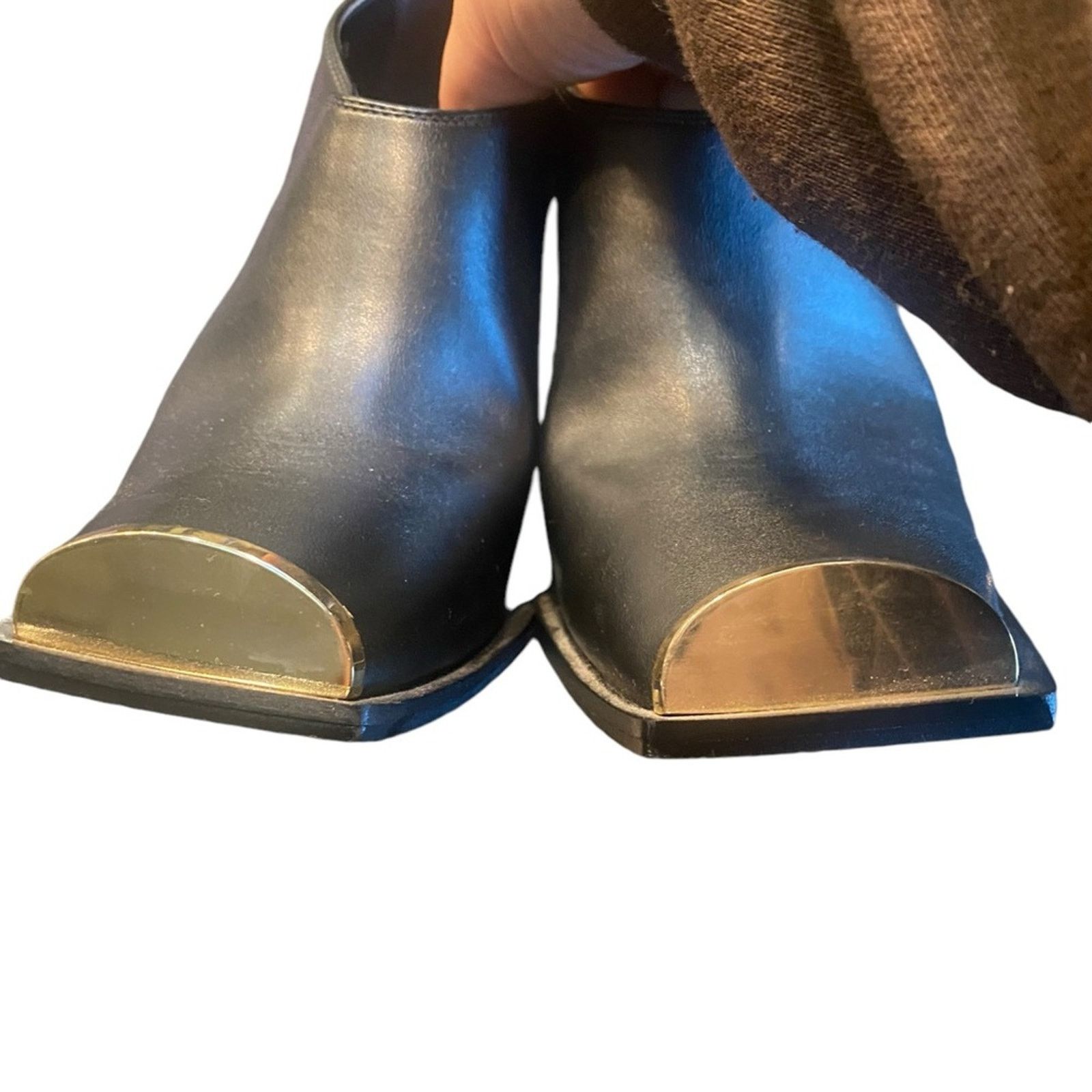 Stella McCartney Stella McCartney Black Leather Metal Tip Square Toe Boot 39 Size US 9 / IT 39 - 8 Thumbnail