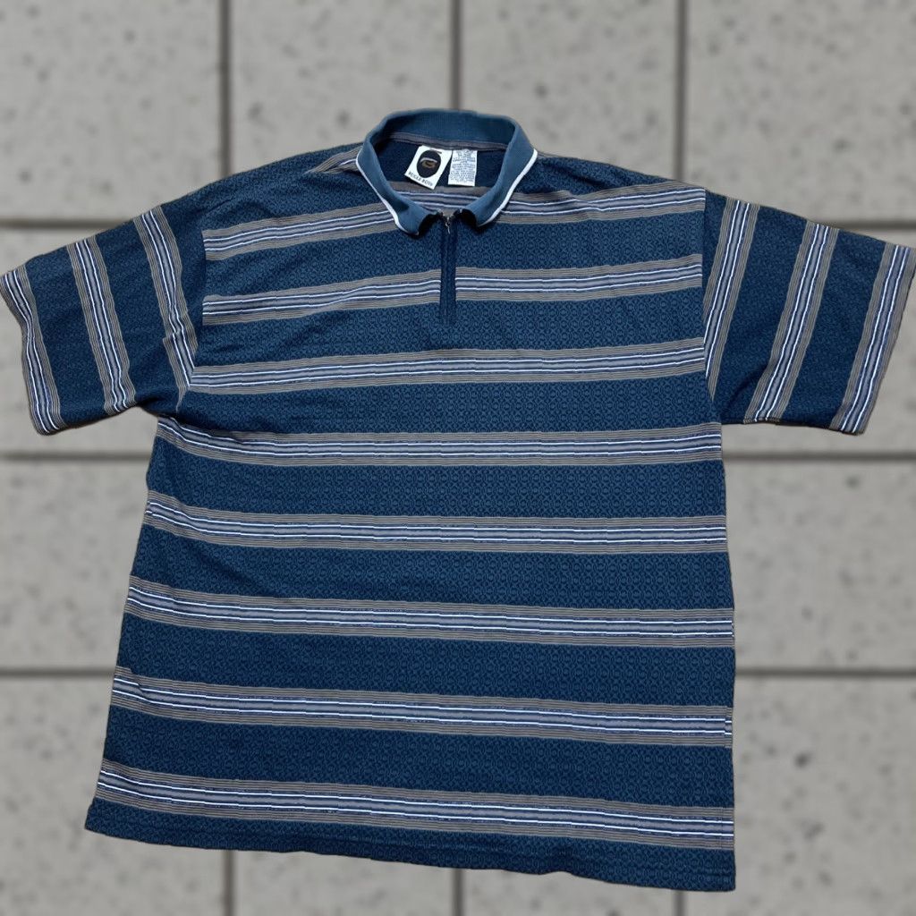 Bugle Boy VINTAGE Bugle Boy Geometric Zip Polo Shirt Men L Green 90s Western Art Deco Button-Up Collared Shirt Adults Mens Size US L / EU 52-54 / 3 - 1 Thumbnail