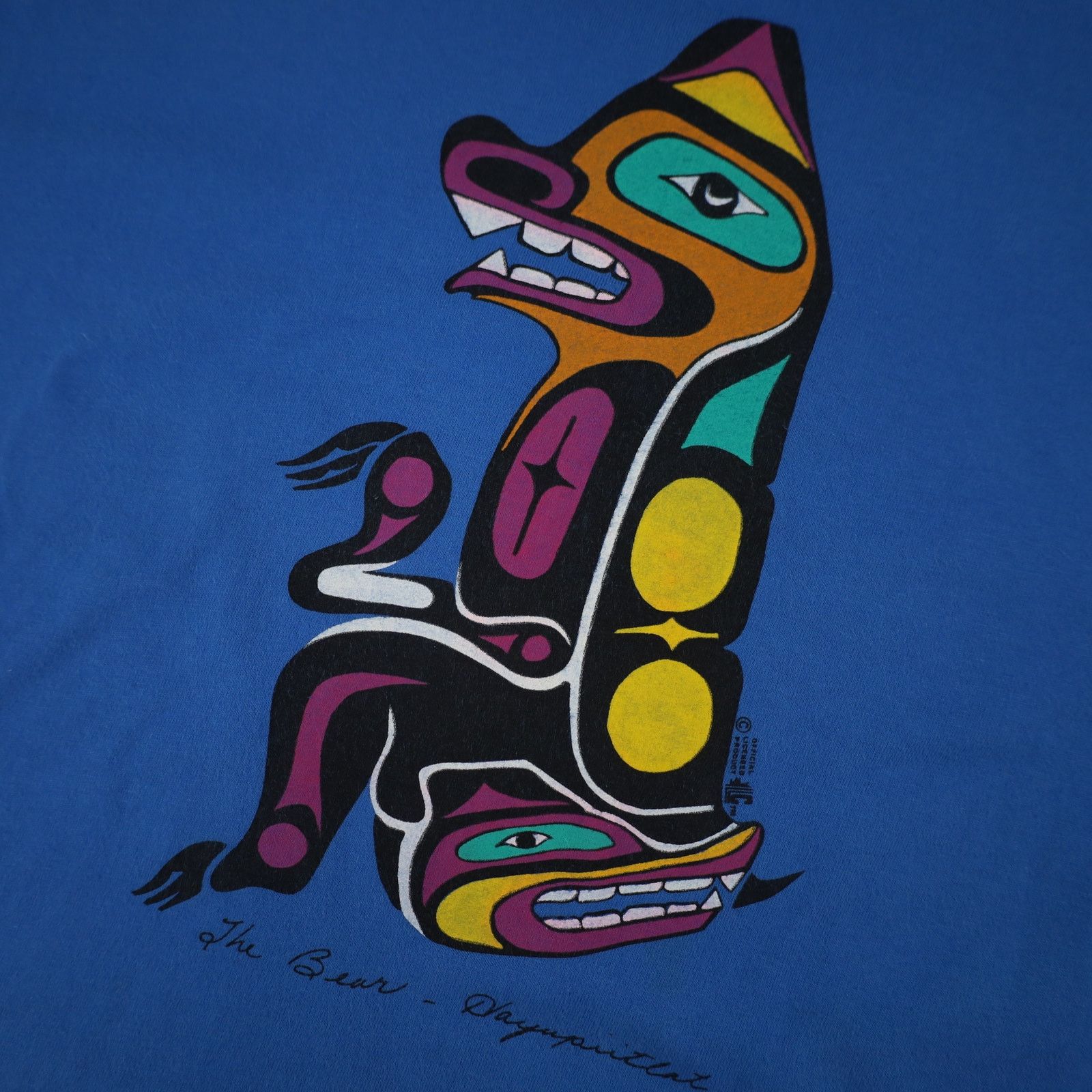 Vintage Vintage 90s Native Artwork "The Bear" Graphic T Shirt Size US L / EU 52-54 / 3 - 4 Thumbnail