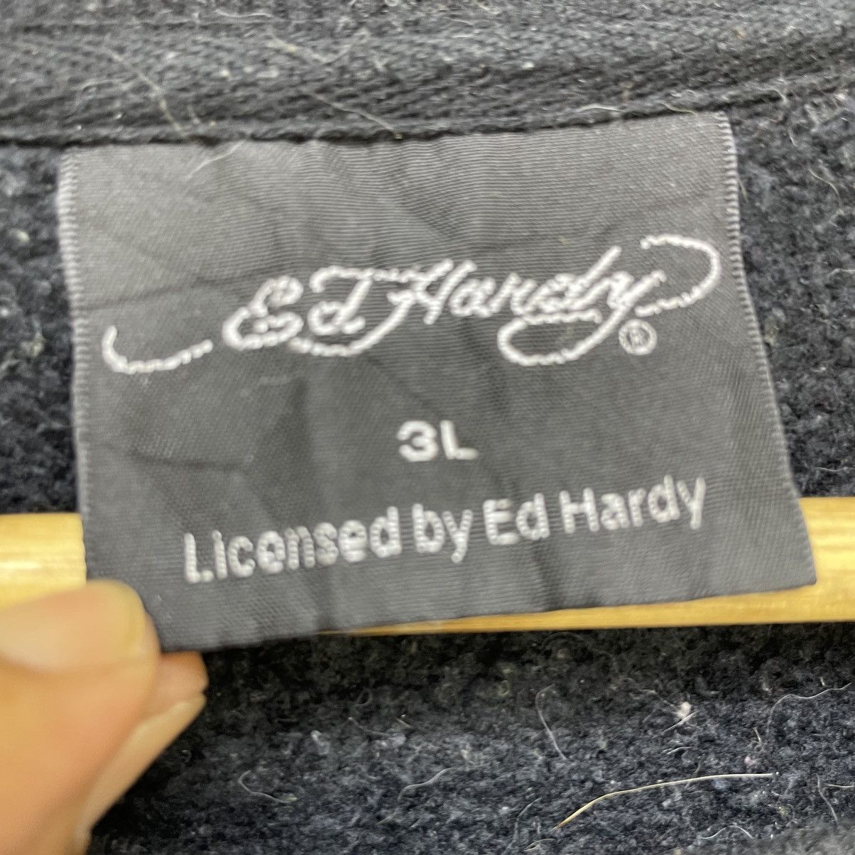 Ed Hardy 💥Ed Hardy Spellout On Sleeve Devil Riding Chopper Logo Size US L / EU 52-54 / 3 - 8 Thumbnail