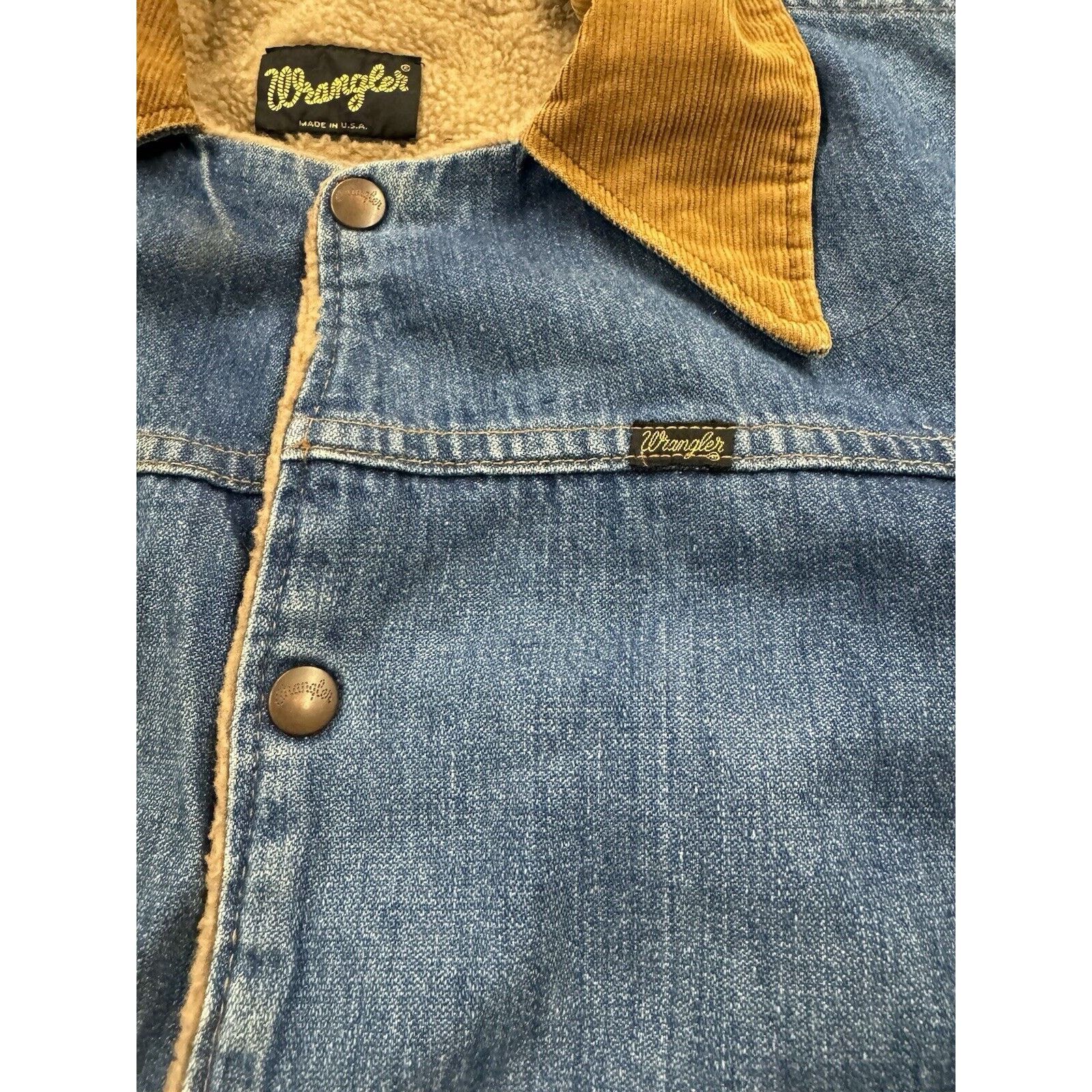 Wrangler True Vintage Faded 70s Wrangler Trucker USA Sherpa Lined Size US L / EU 52-54 / 3 - 10 Thumbnail