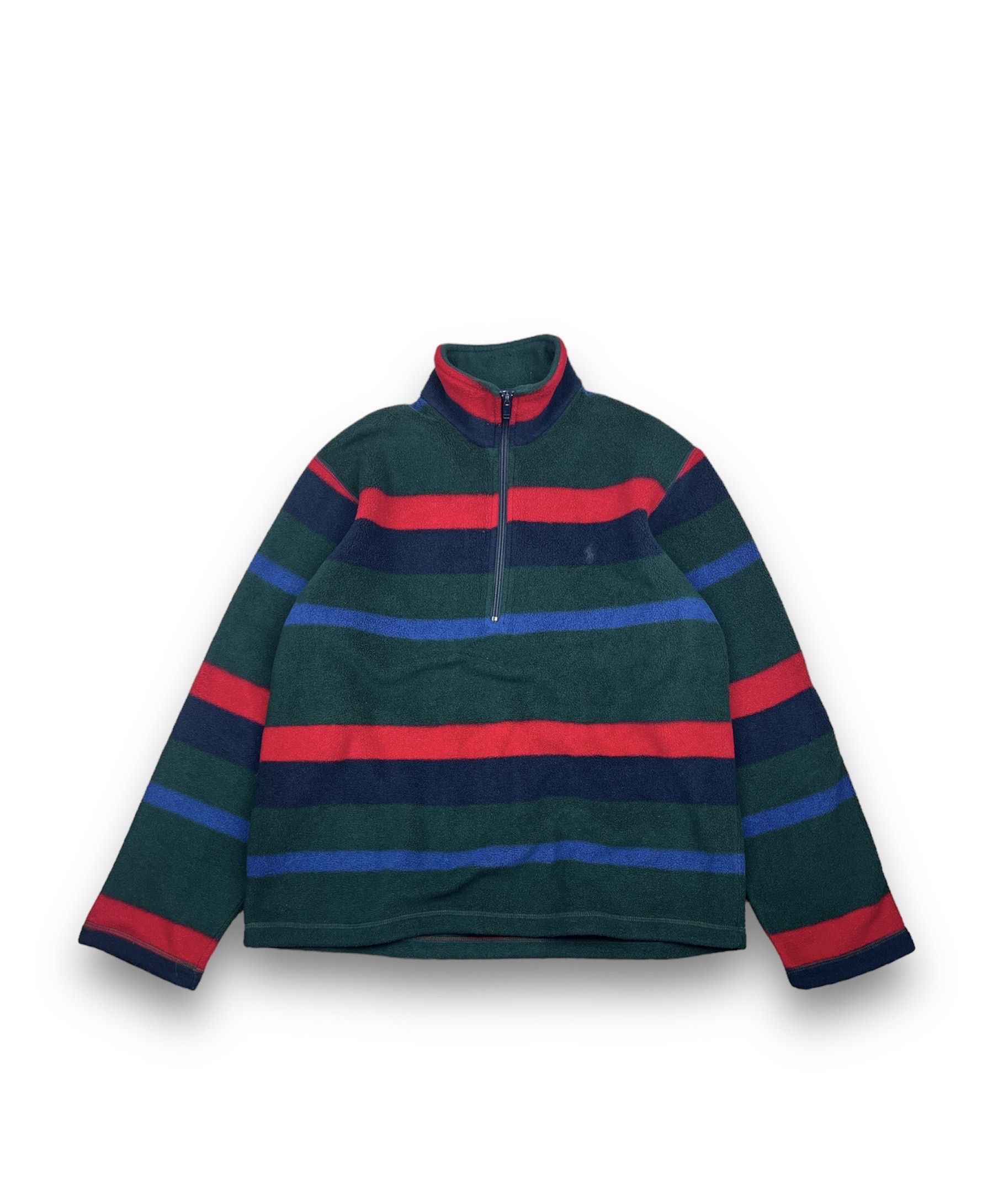 image of Vintage Polo Ralph Laurent Fleece Striped 1/4Zip Sweater, Men's (Size Medium)