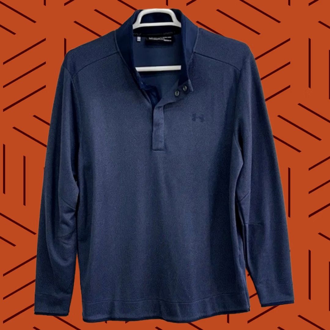 Under Armour Shirt Mens 2XL Academy Blue-408 Men Storm Sweater Fleece Heather Snap Mock, Men's (Size Xxl)