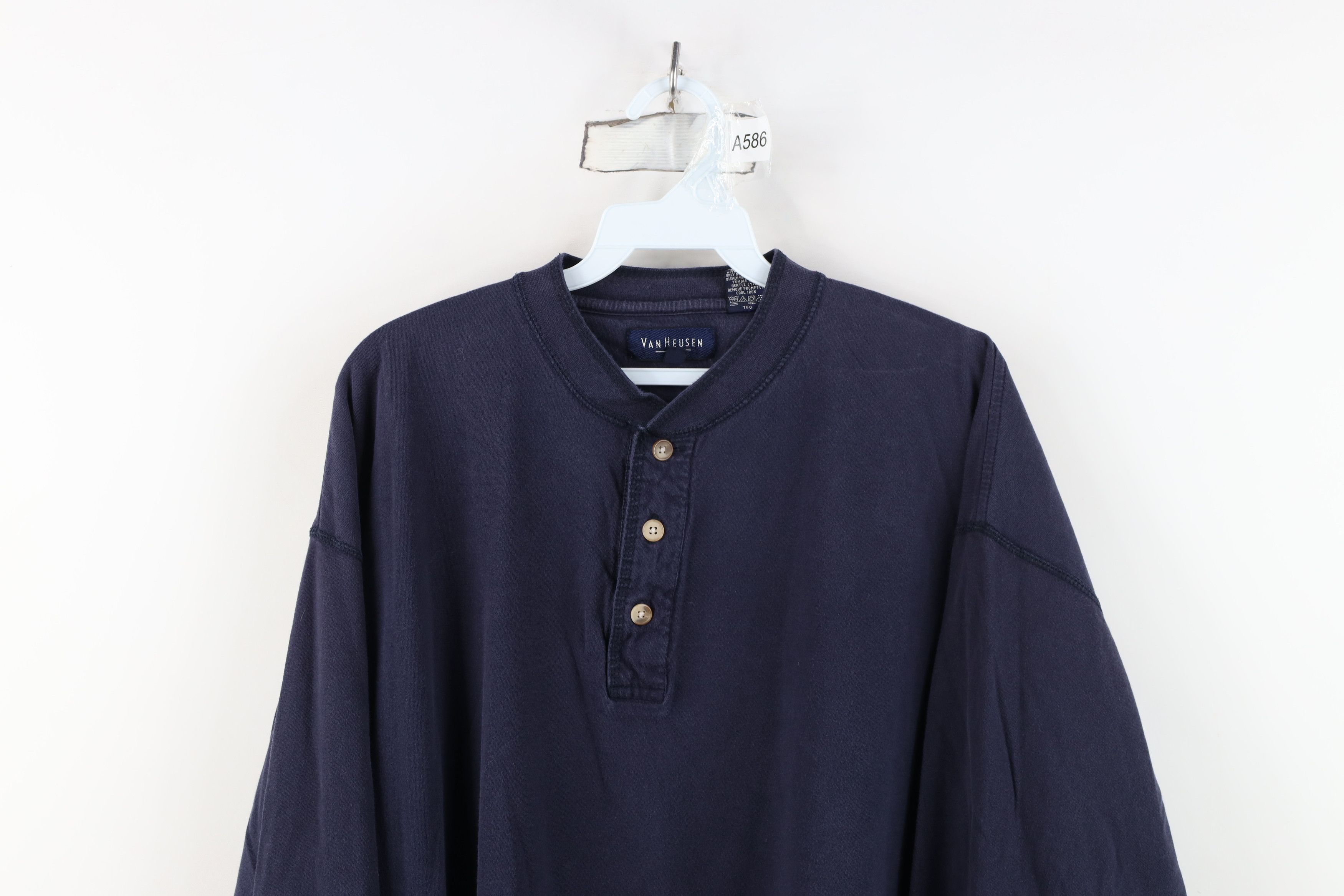 Vintage Vintage 90s Streetwear Baggy Long Sleeve Henley T-Shirt Blue Size US XL / EU 56 / 4 - 2 Thumbnail