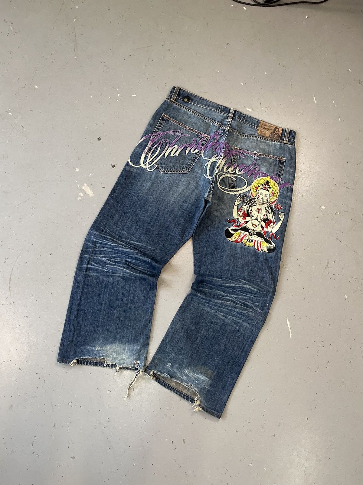 Christian Audigier × Ed Hardy × Vintage Vintage Christian Audigier goddess embroidered denim Size US 38 / EU 54 - 9 Thumbnail