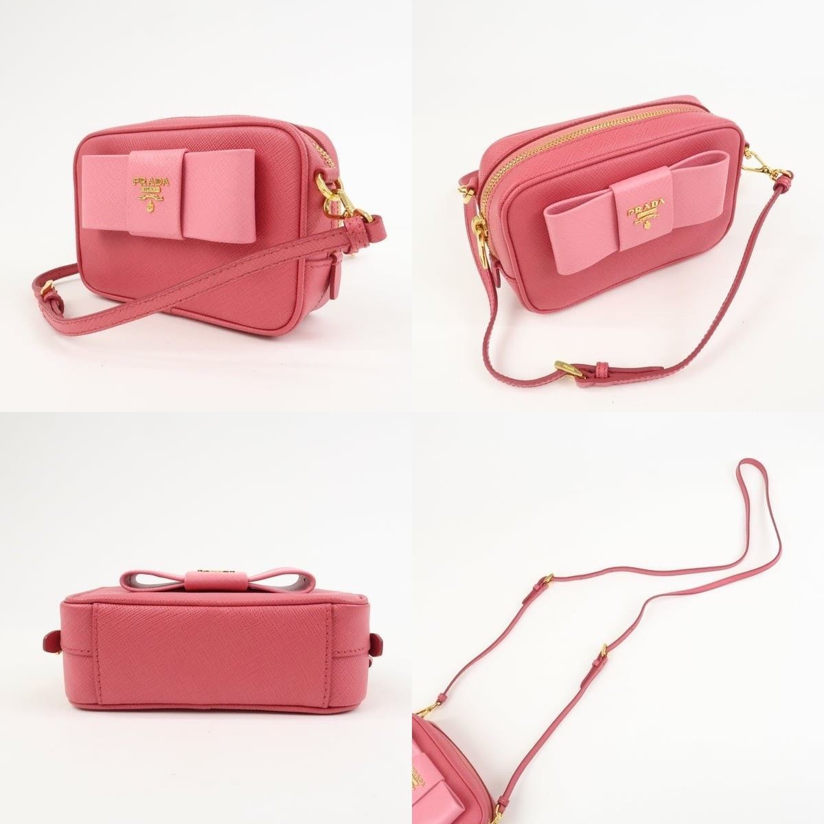Prada Prada Saffiano Ribbon Mini Camera Crossbody Bag Pink Size ONE SIZE - 3 Thumbnail