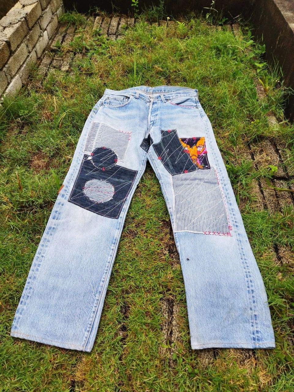 Levi's Vintage Clothing Levis Vintage 501 Redline Custom Boro Patchwork Jeans Size US 34 / EU 50 - 4 Thumbnail