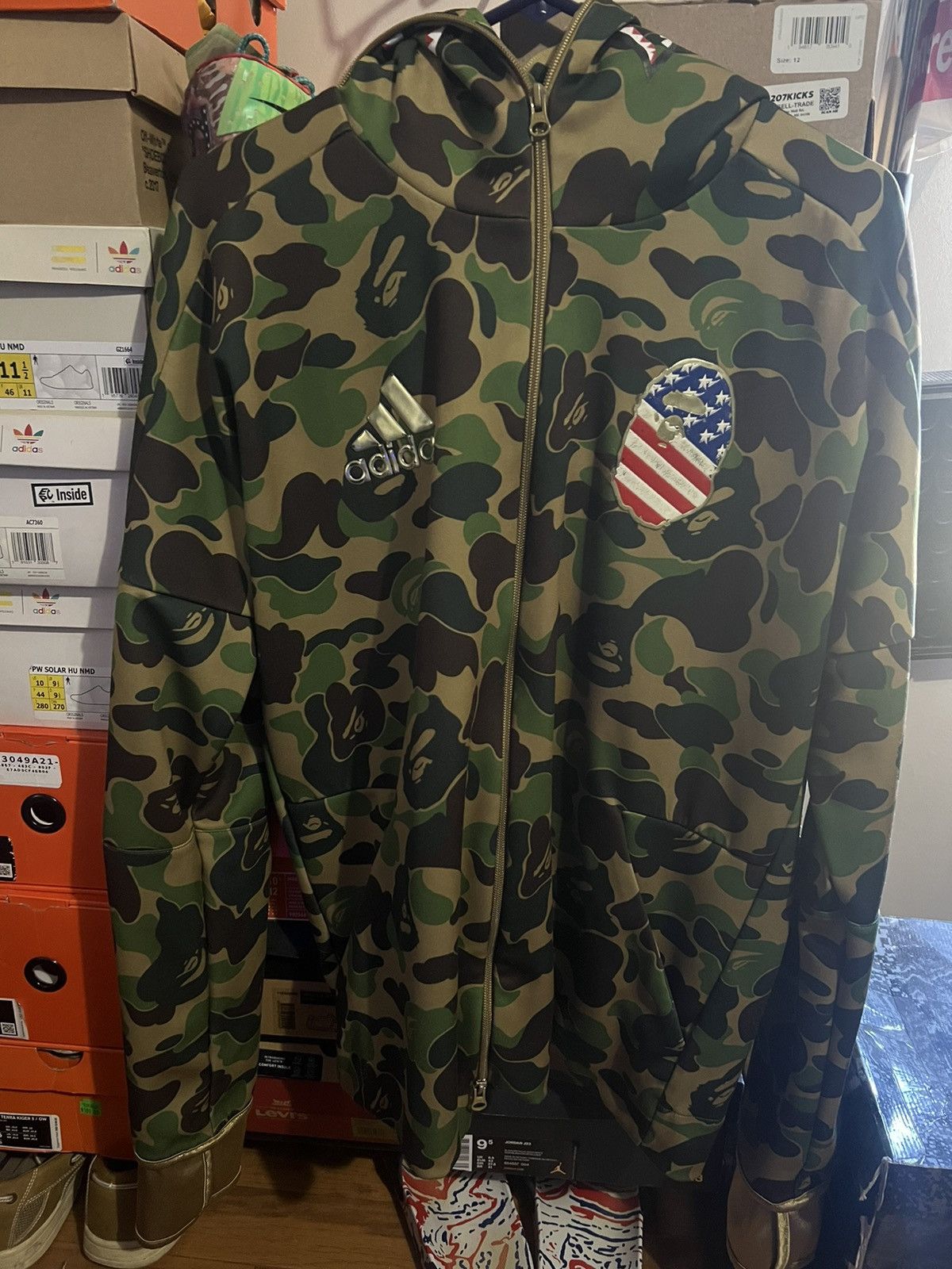 Bape x adidas shark zip up, Men's size large