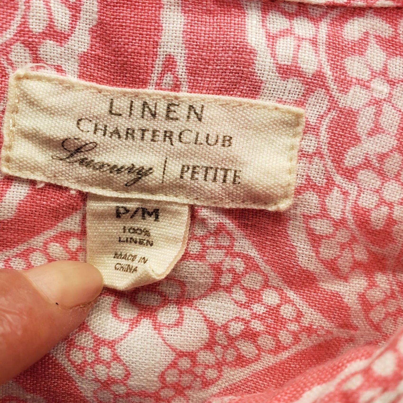 Charter Club Charter Club Luxury Shirt Womens PM Multi Floral Linen Roll Tab Sleeve Button Up Size M / US 6-8 / IT 42-44 - 5 Thumbnail