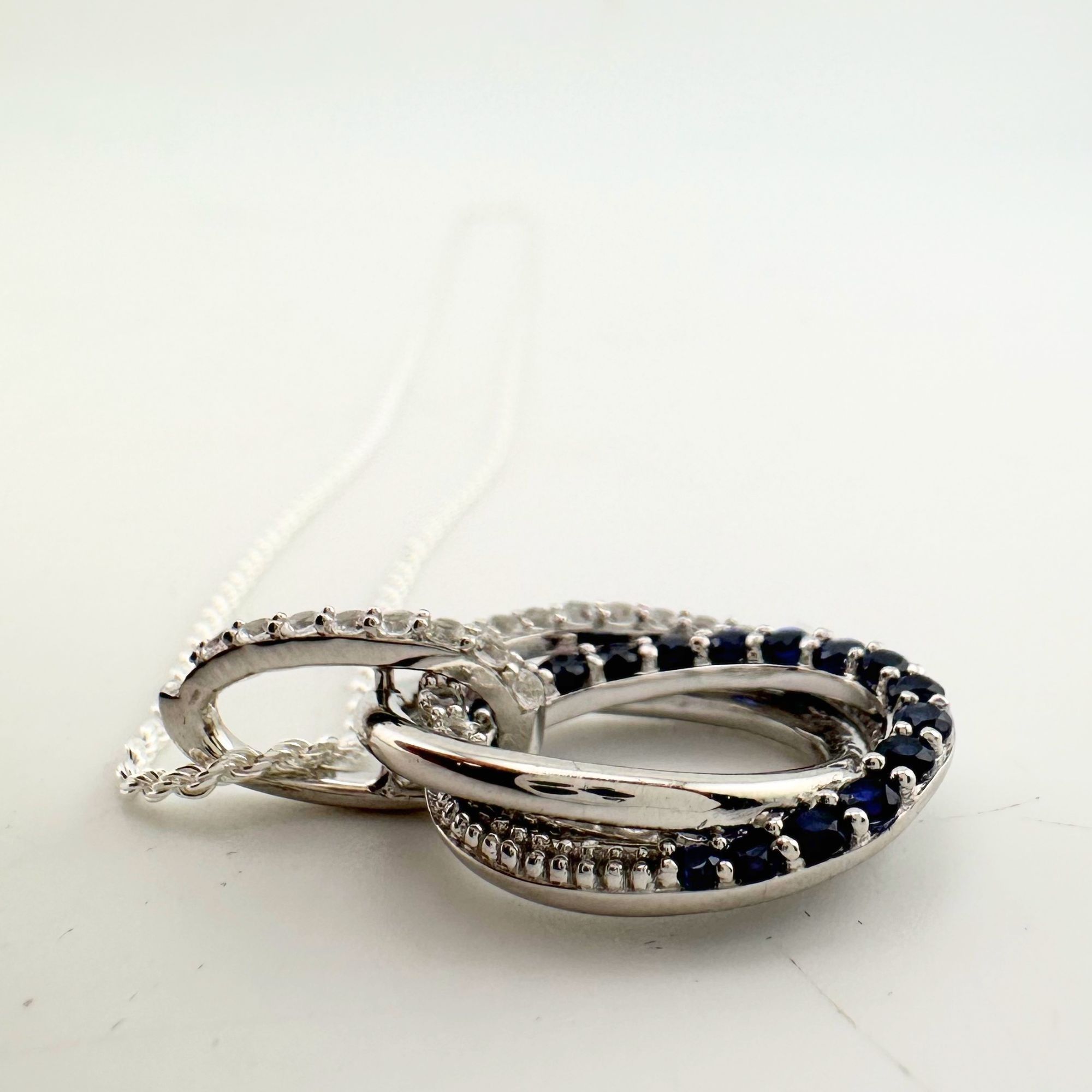 Other Blue and White Sapphire (Lab Created) Interlocking Loops Pen Size ONE SIZE - 9 Thumbnail